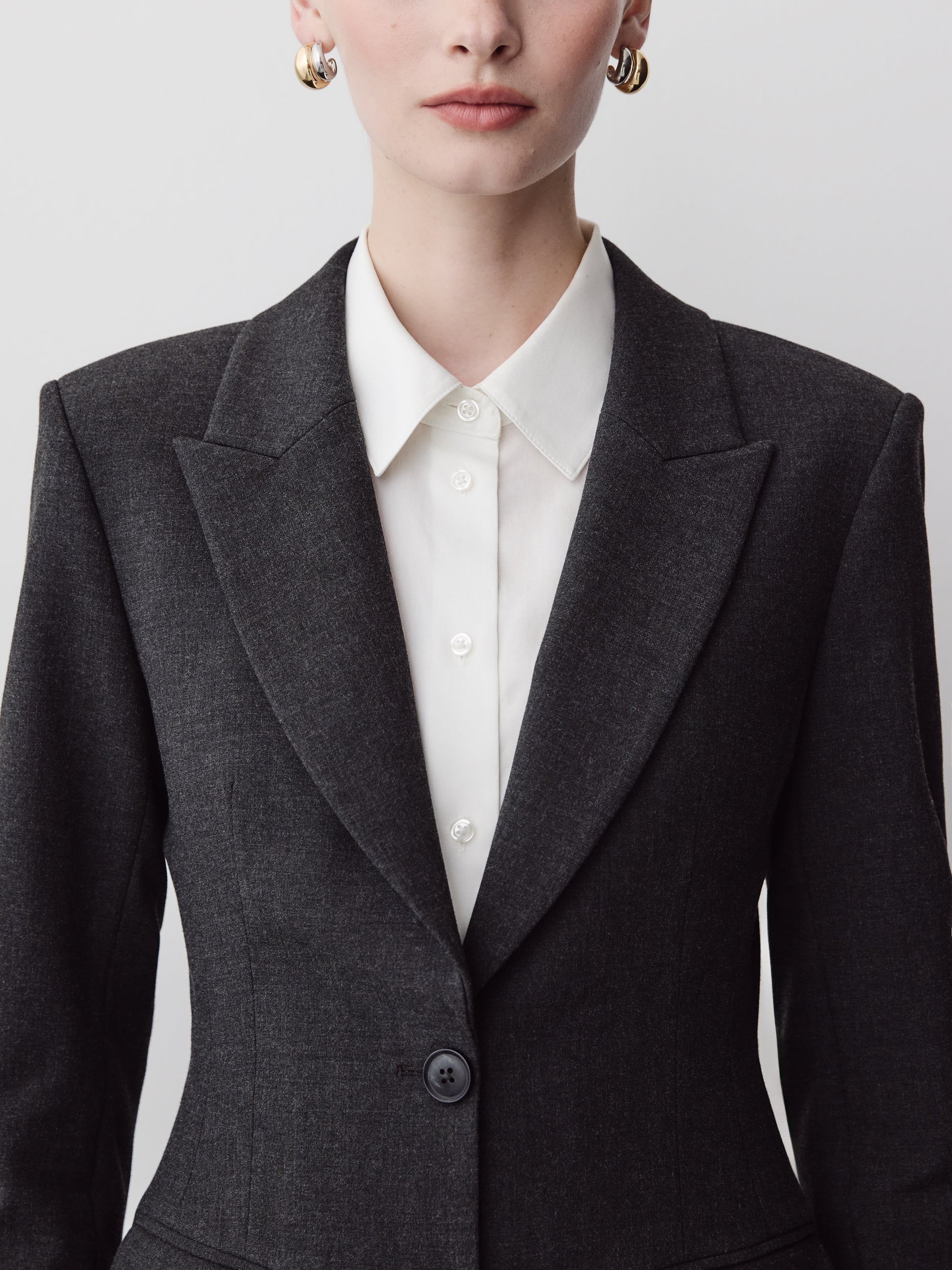 Woven Stretch Hourglass Blazer Two Button
