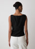Woven Linen Blend Shell Blouse with Shoulder Twist