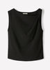 Woven Linen Blend Shell Blouse with Shoulder Twist