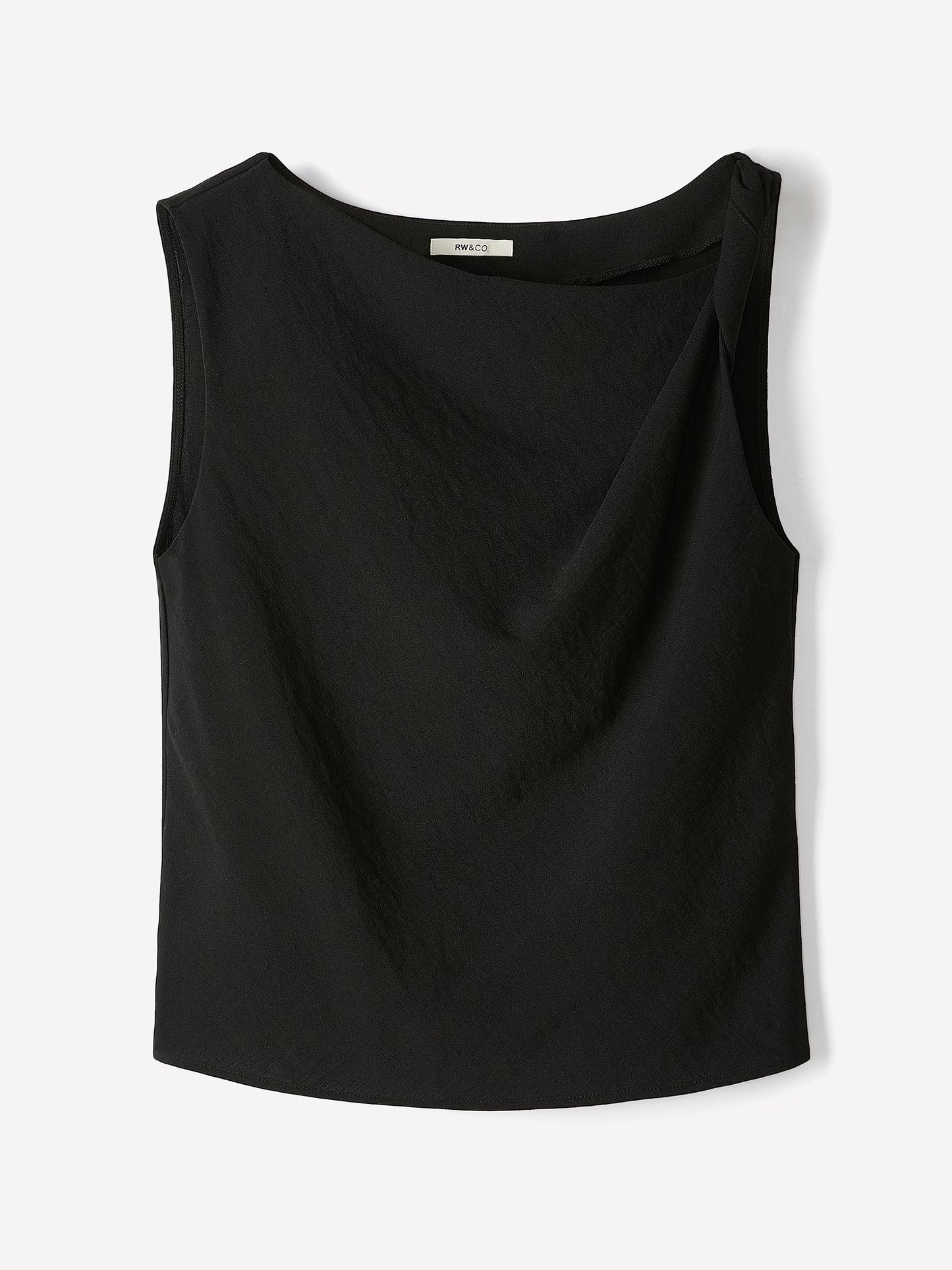 Woven Linen Blend Shell Blouse with Shoulder Twist