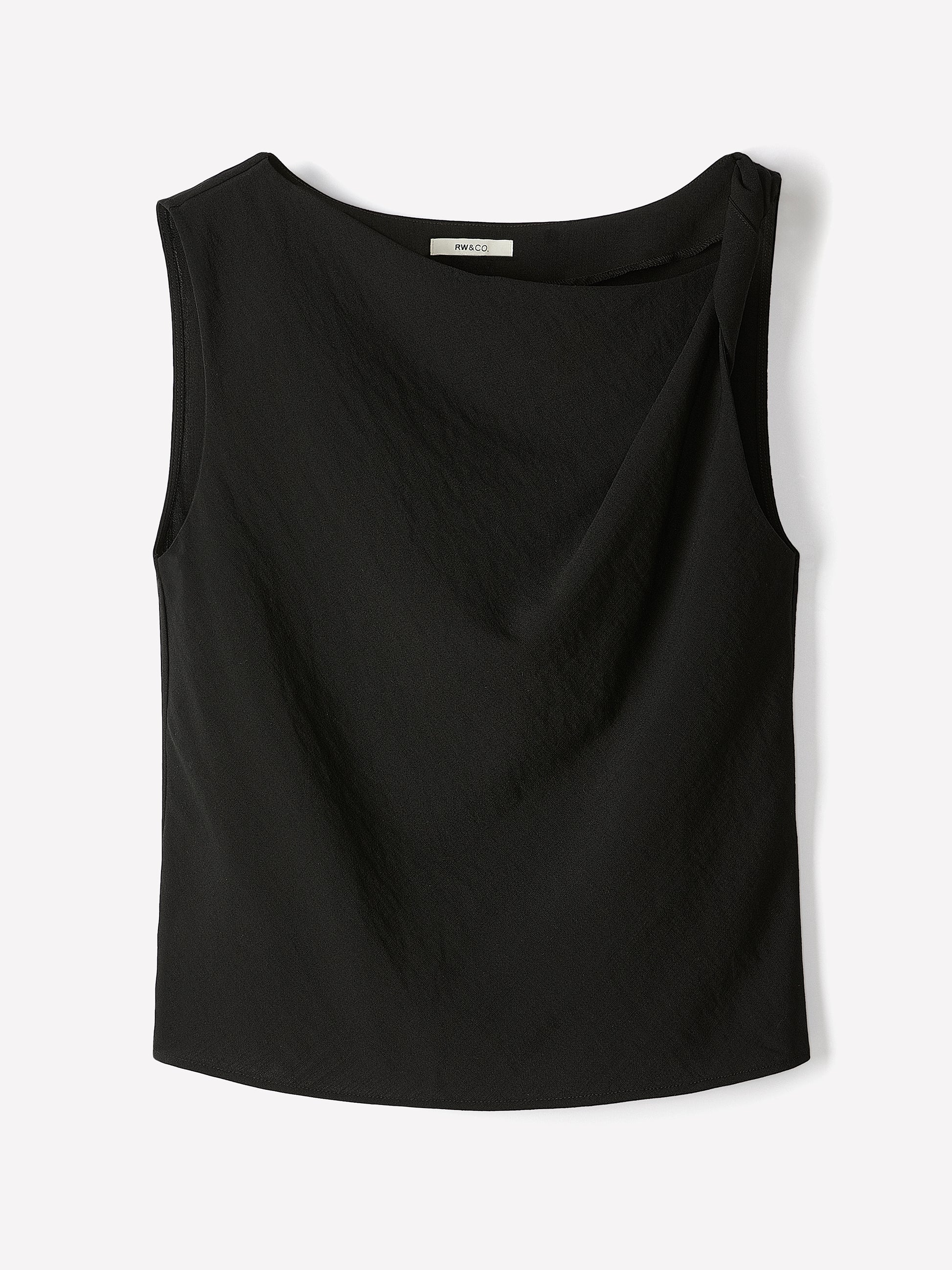 Woven Linen Blend Shell Blouse with Shoulder Twist