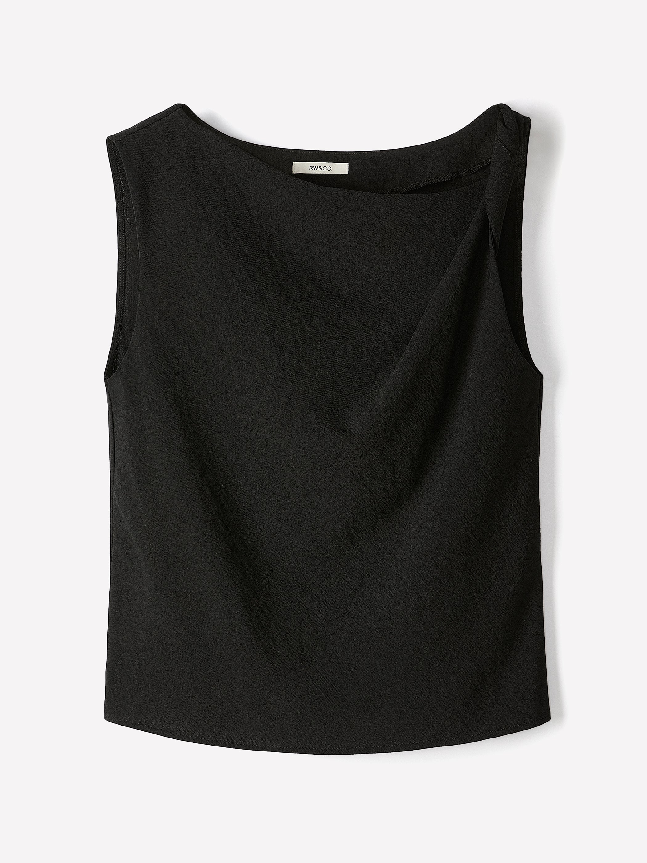 Woven Linen Blend Shell Blouse with Shoulder Twist