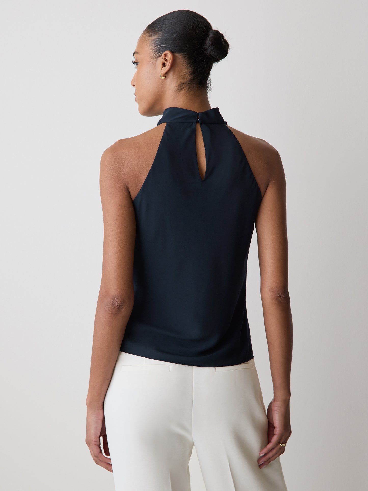 Woven Silky Crepe Halter Blouse