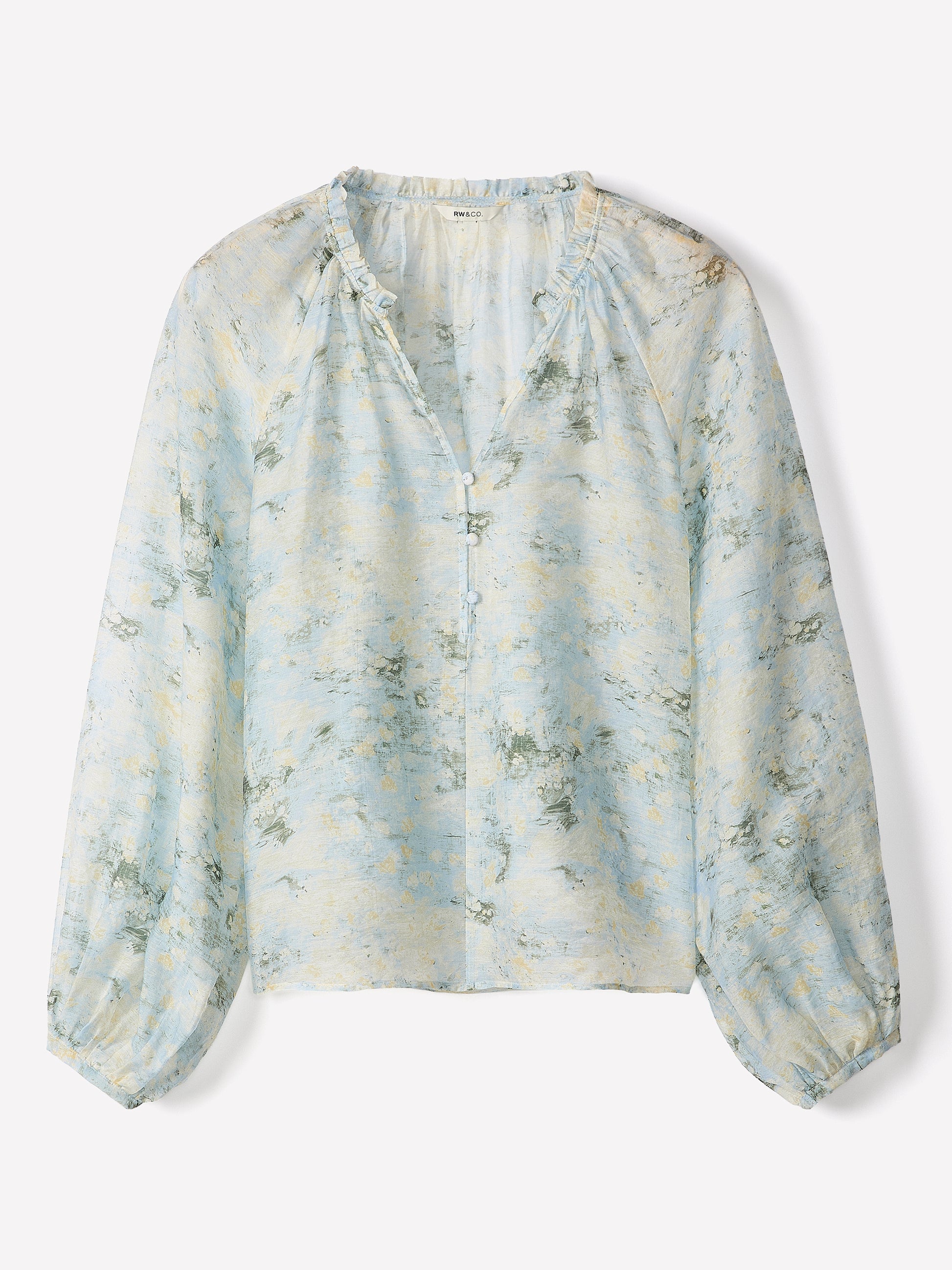 Woven Lyocell Voile Puff Sleeve Blouse
