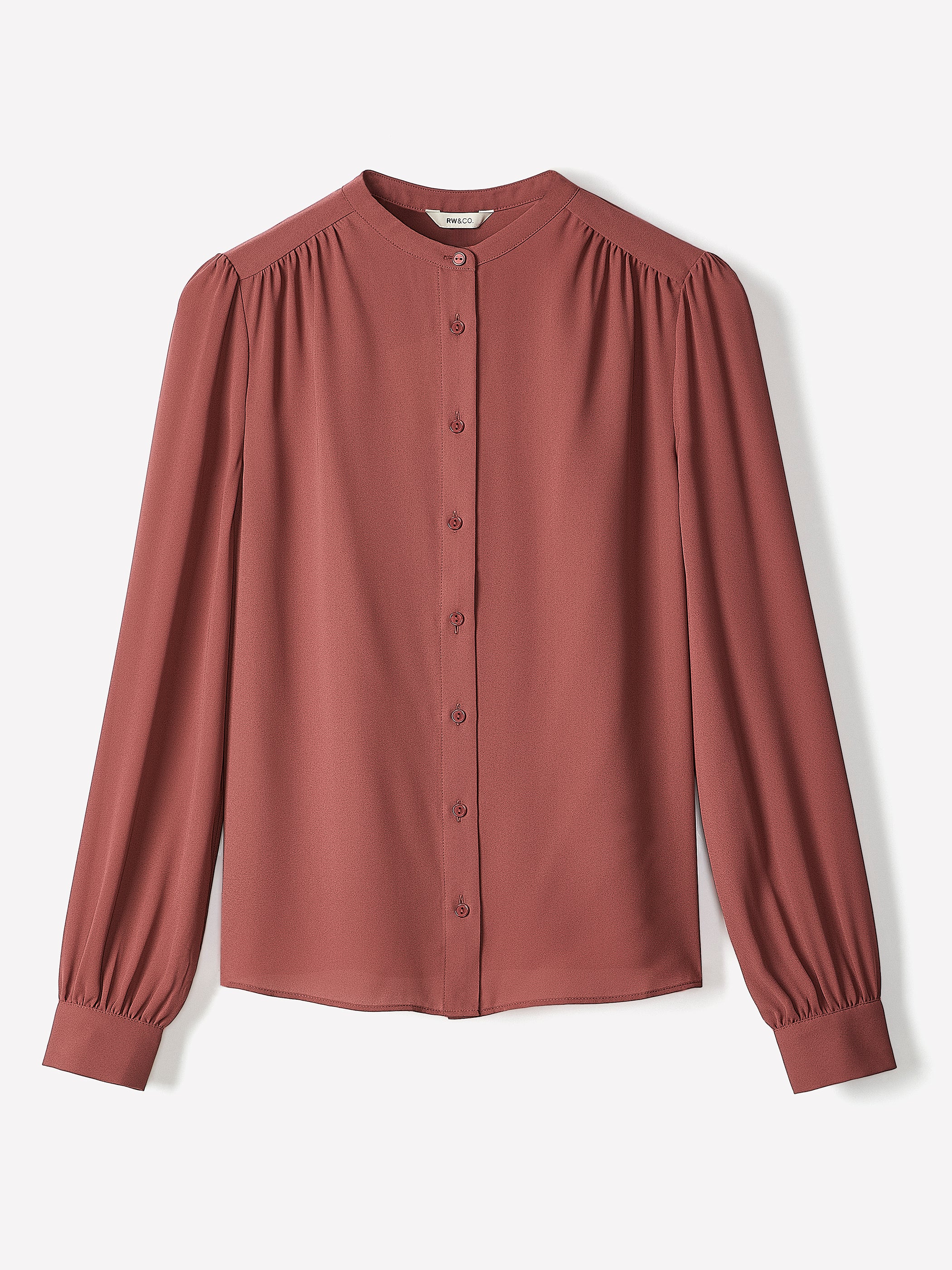 Blouse Boutonnée en Crêpe Soyeux à Manches Longues