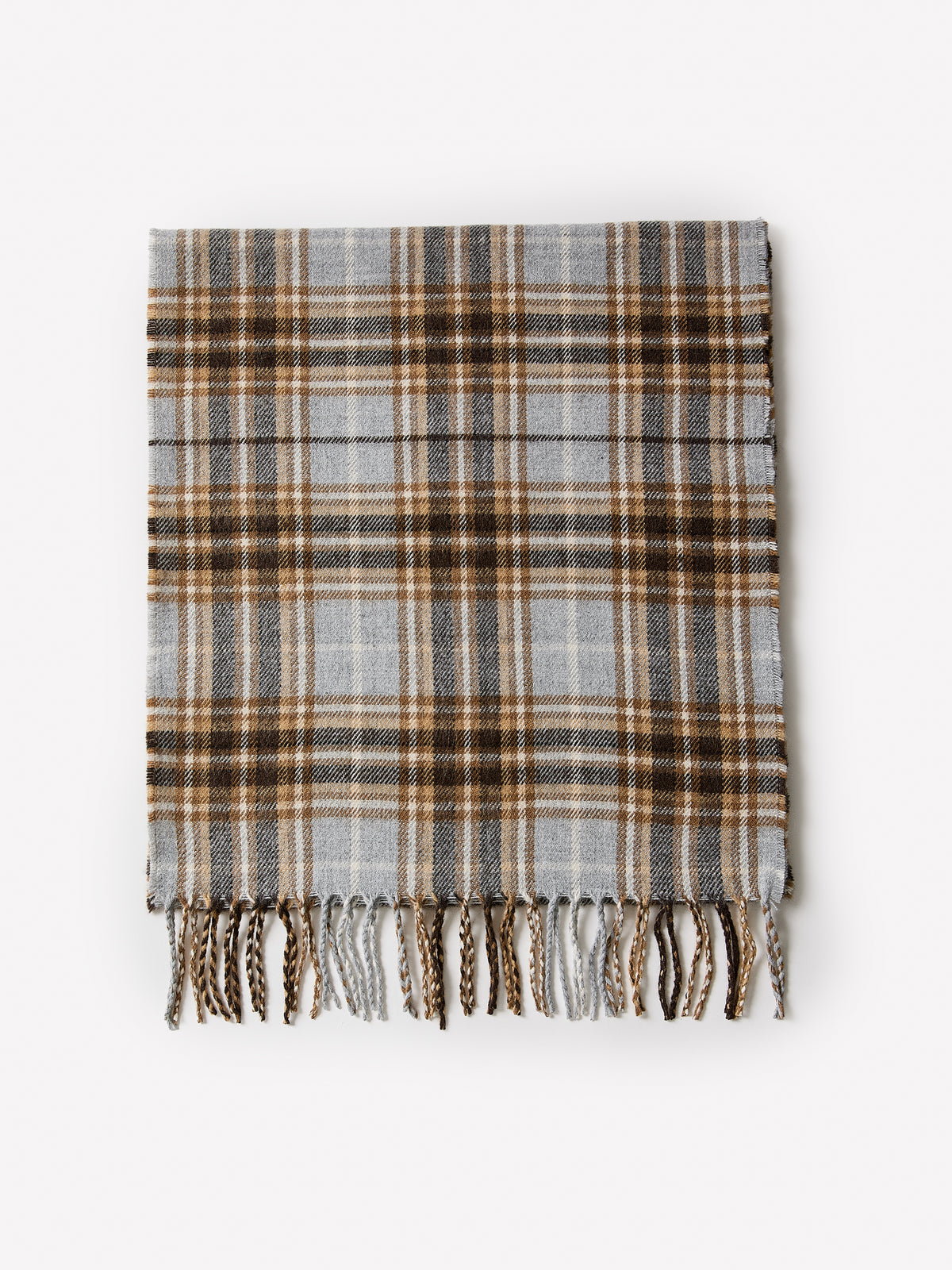 Plaid Scarf with Fringes