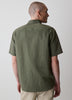 Mens Woven Linen Blend Shirt Regular Fit Short Sleeve