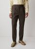 Linen-Blend Tapered-Leg Pleated Pant