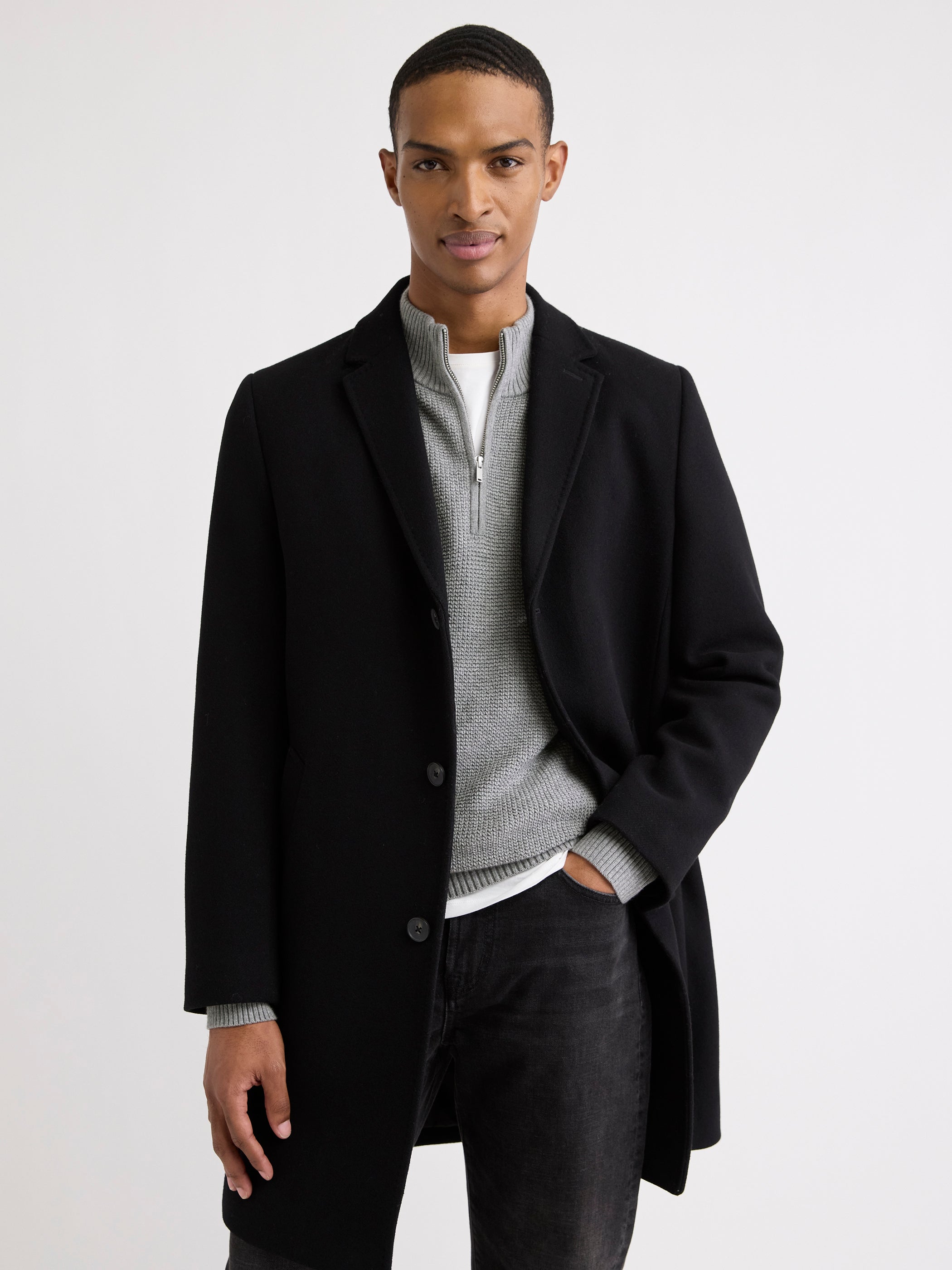 Classic Wool Coat with Tailored Collar