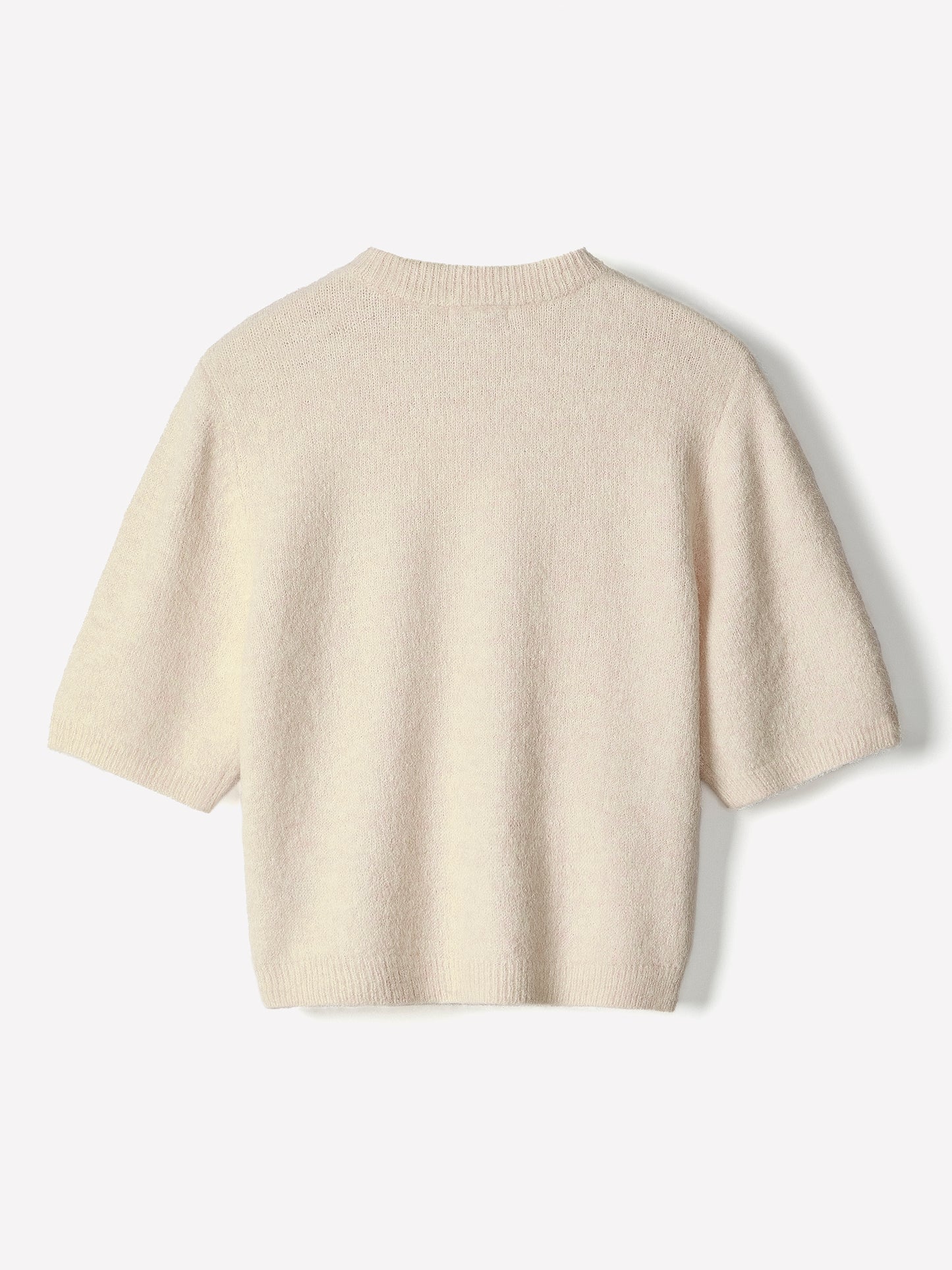 Knit Sweater Striped Hairy Short Sleeve