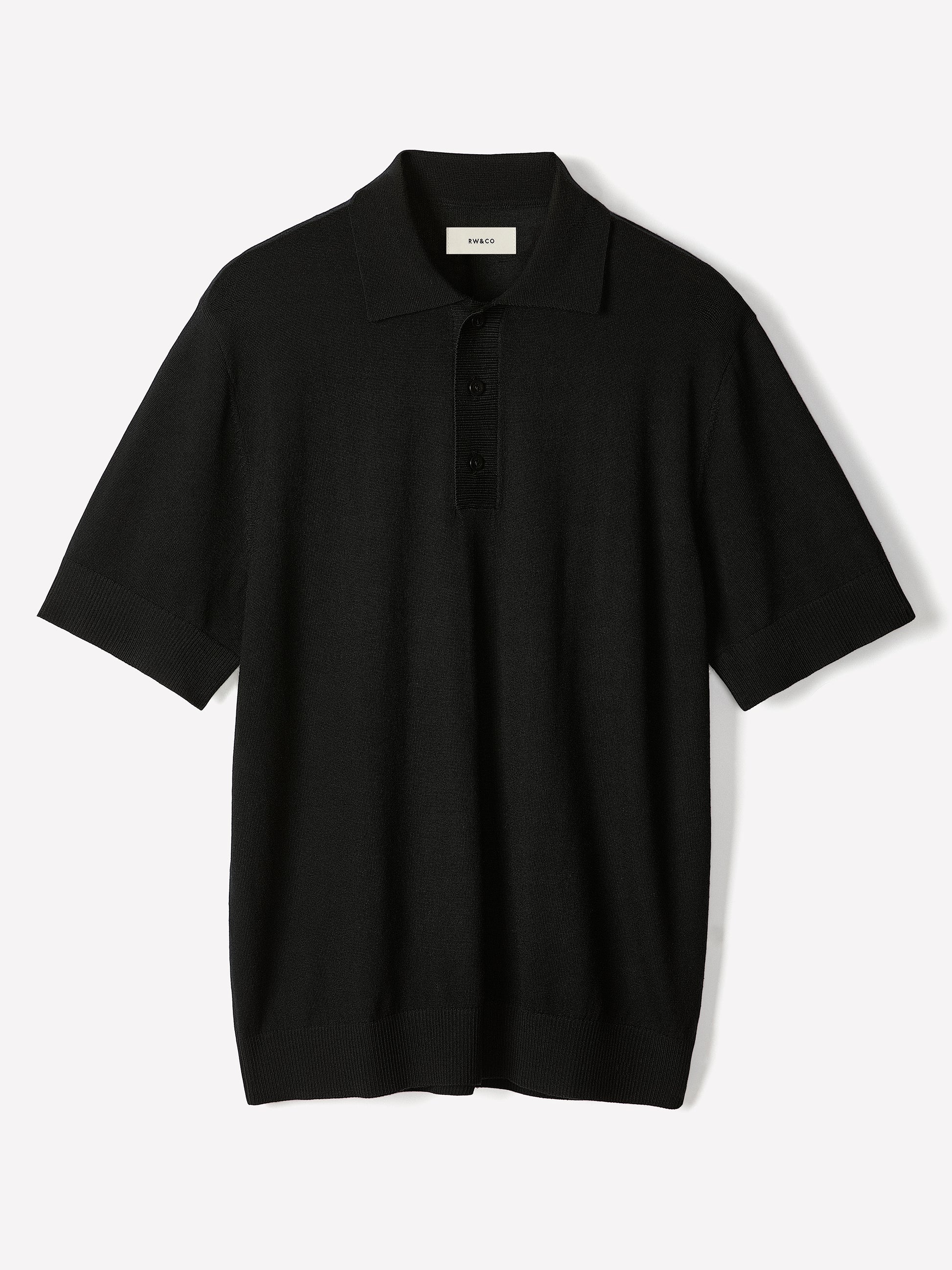 Merino Wool Polo Sweater Short Sleeve