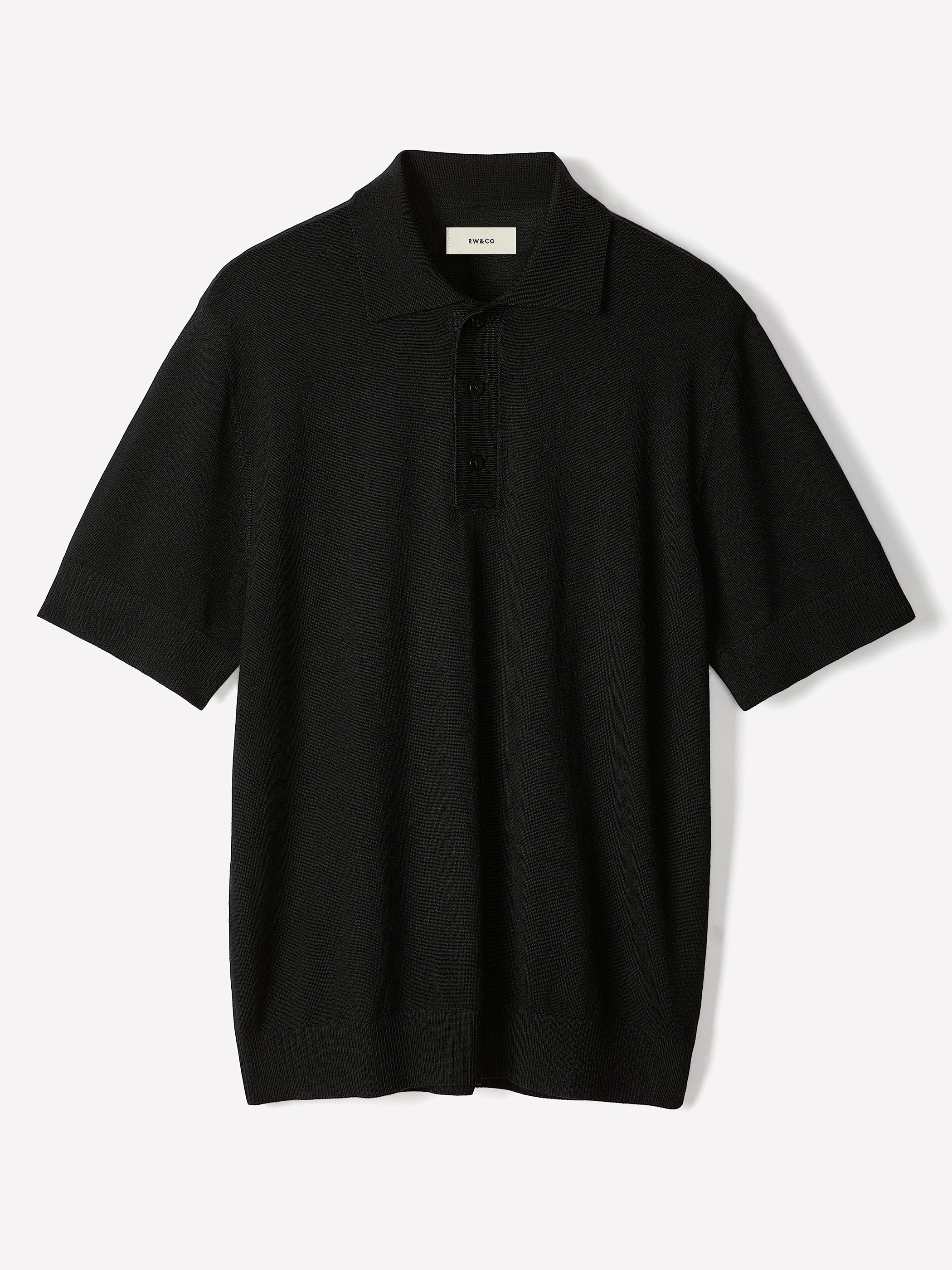 Merino Wool Polo Sweater Short Sleeve