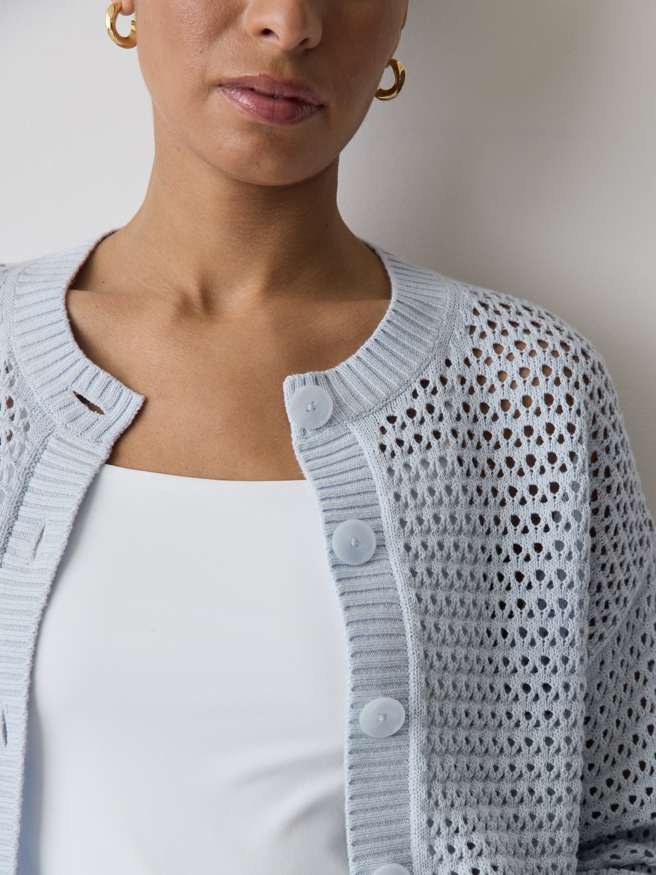 Cardigan en Mailles Ajourées à Manches Longues