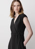 Extended-Sleeve V-Neck Wrap Midi Dress