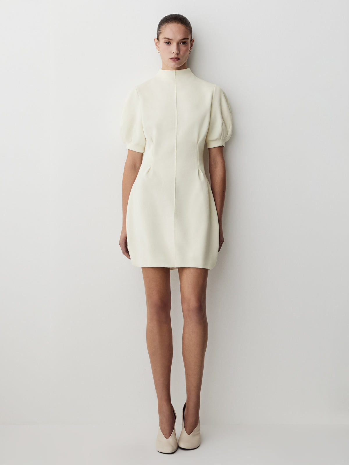Short-Sleeve Mock-Neck Hourglass Sweater Dress