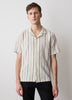 Striped Short-Sleeve Textured Shirt with Camp Collar