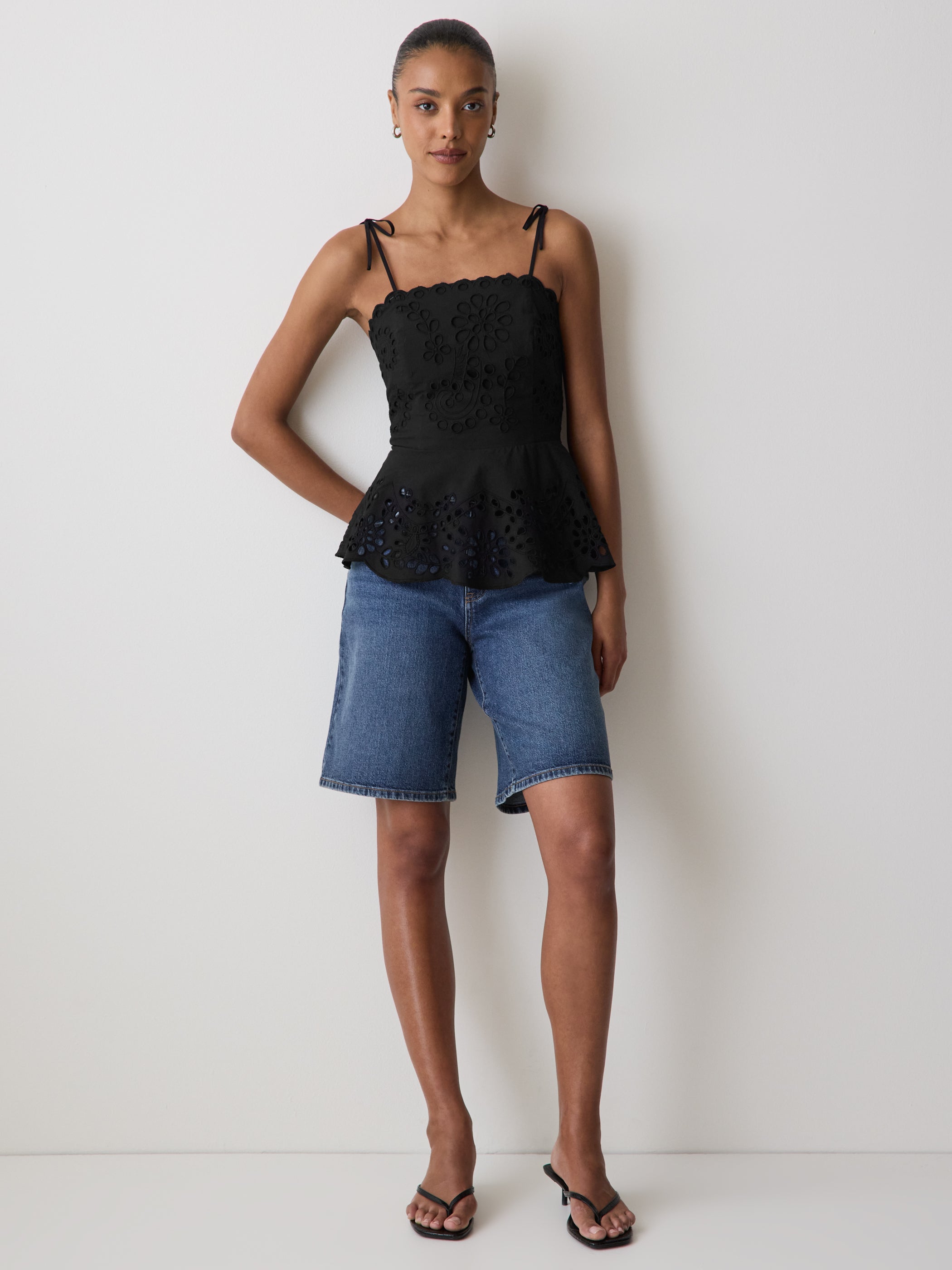 Woven Cotton Peplum Top