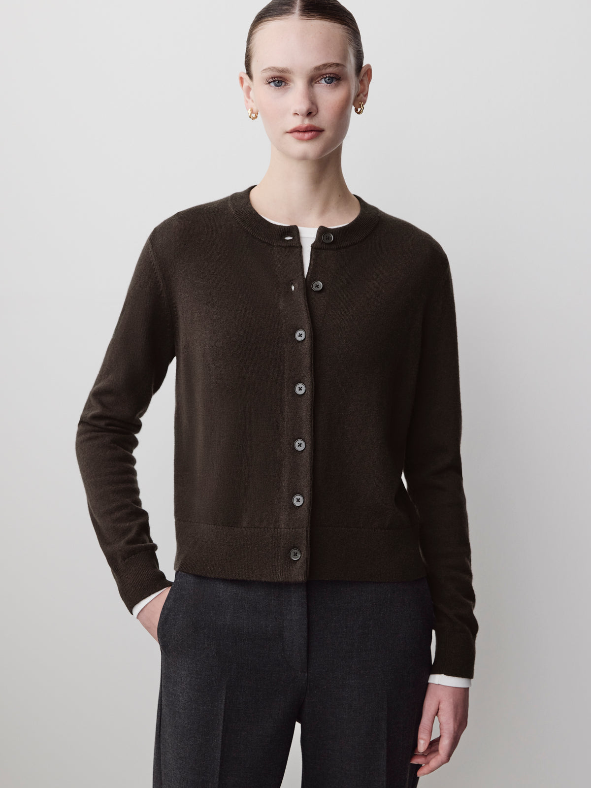 Knit Sweater Cardigan Women 100% Merino Wool Classic Fit