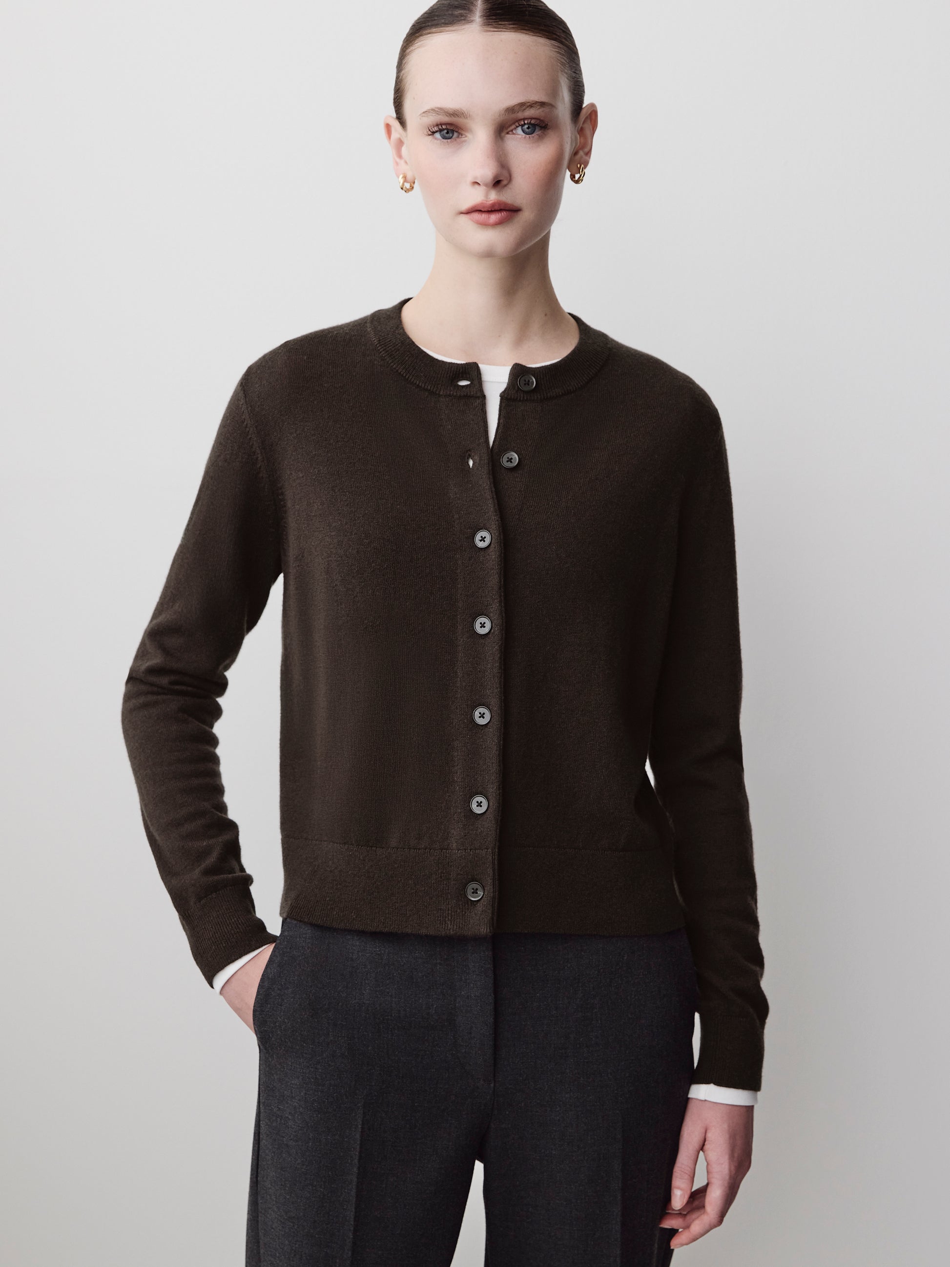 Knit Sweater Cardigan Women 100% Merino Wool Classic Fit