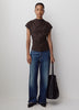 Extended-Sleeve Crew-Neck Draped Top