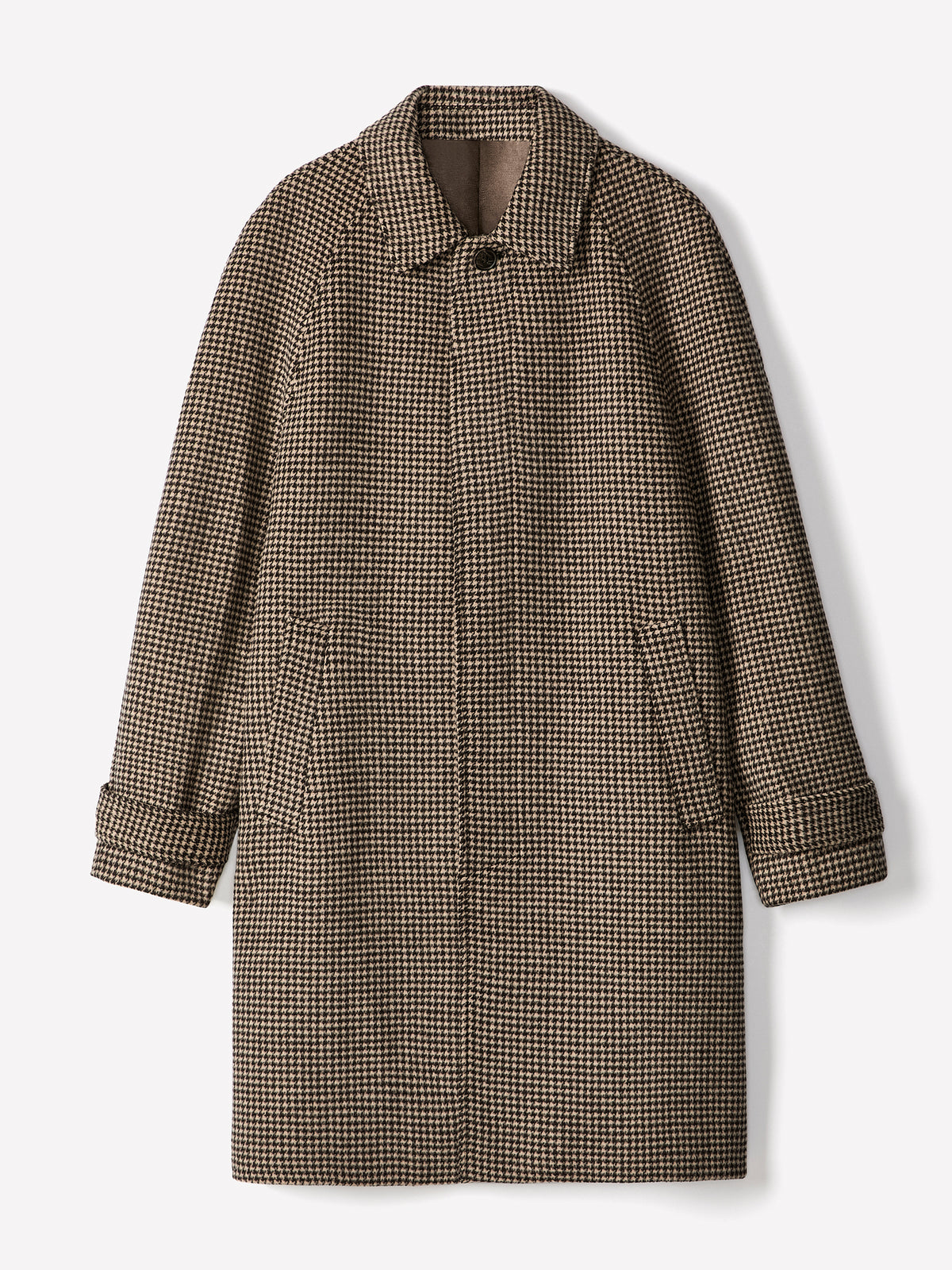 Classic Herringbone Mackintosh Coat with Shirt Collar