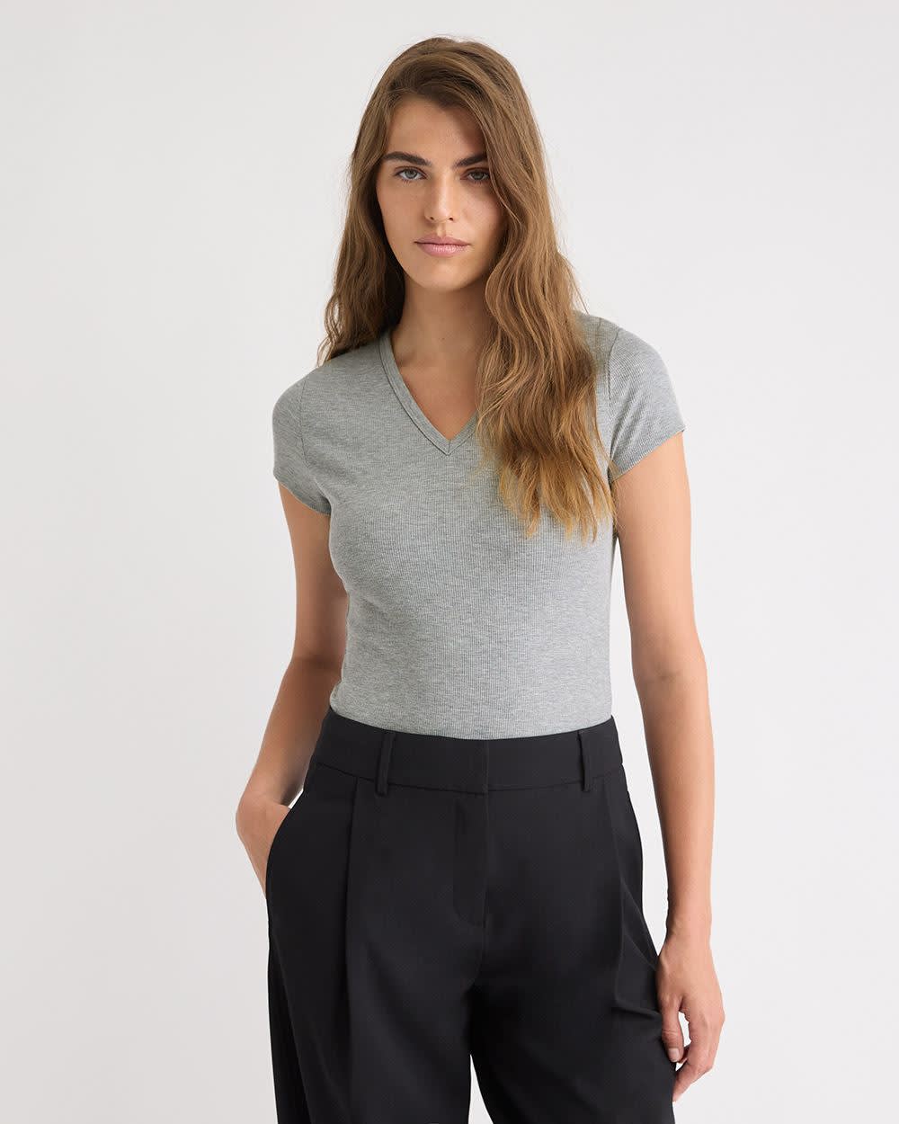 V-Neck Ribbed T-Shirt