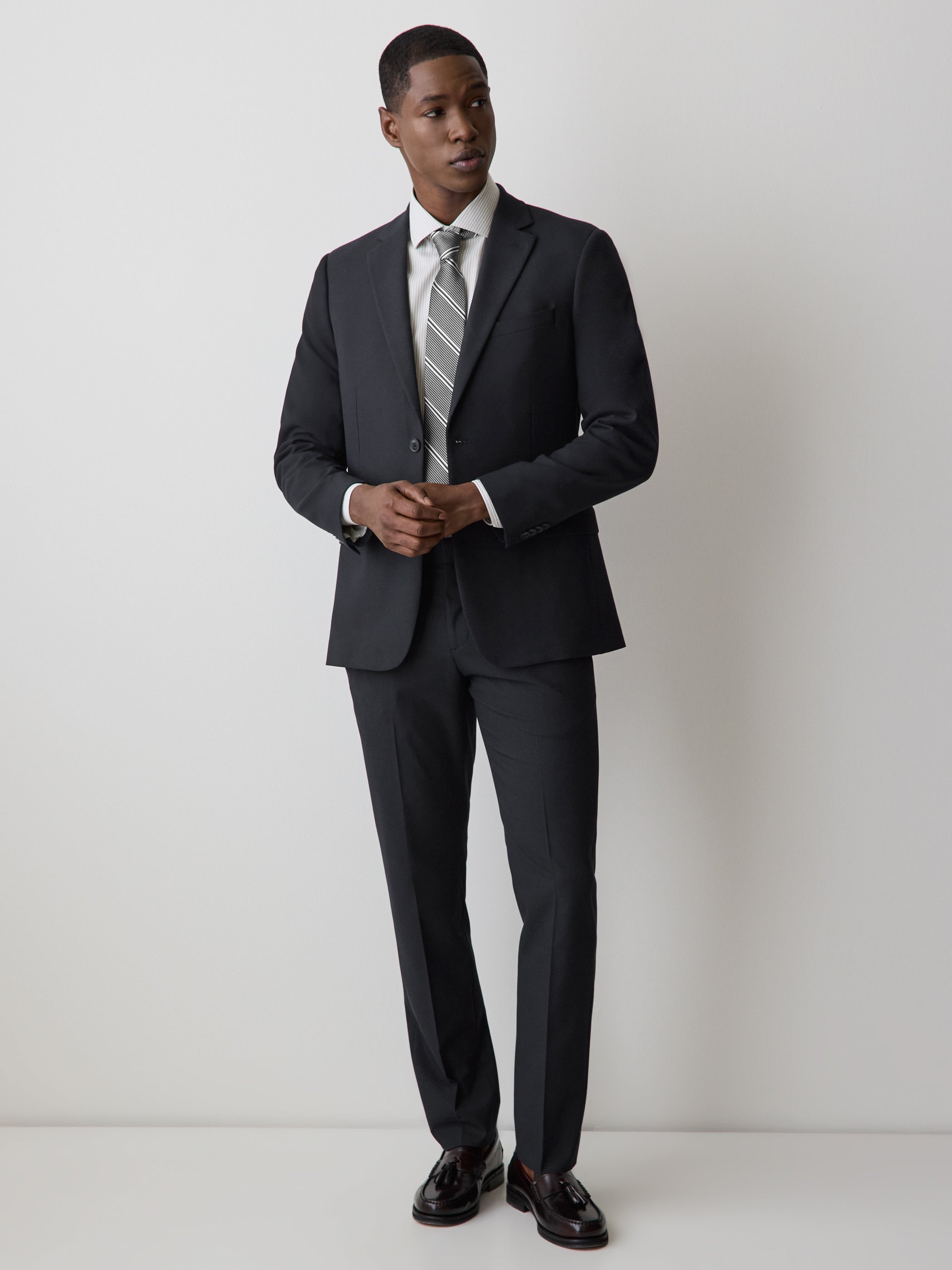 Pantalon de Complet à Coupe Étroite en Tissu Technique