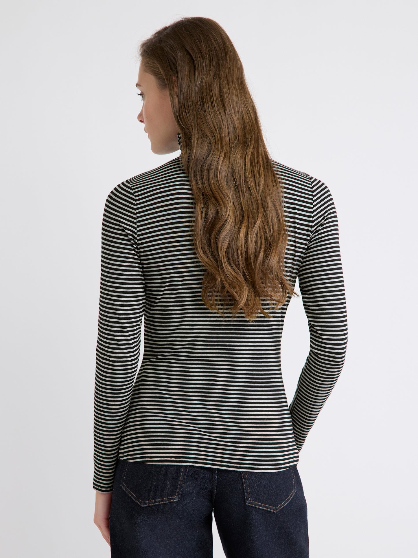 Fitted Long-Sleeve Mock-Neck Tee