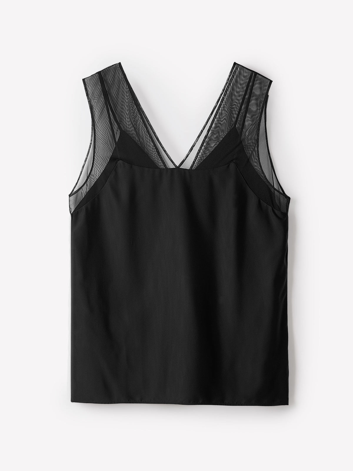 Sleeveless V-Neck Blouse with Sheer Straps