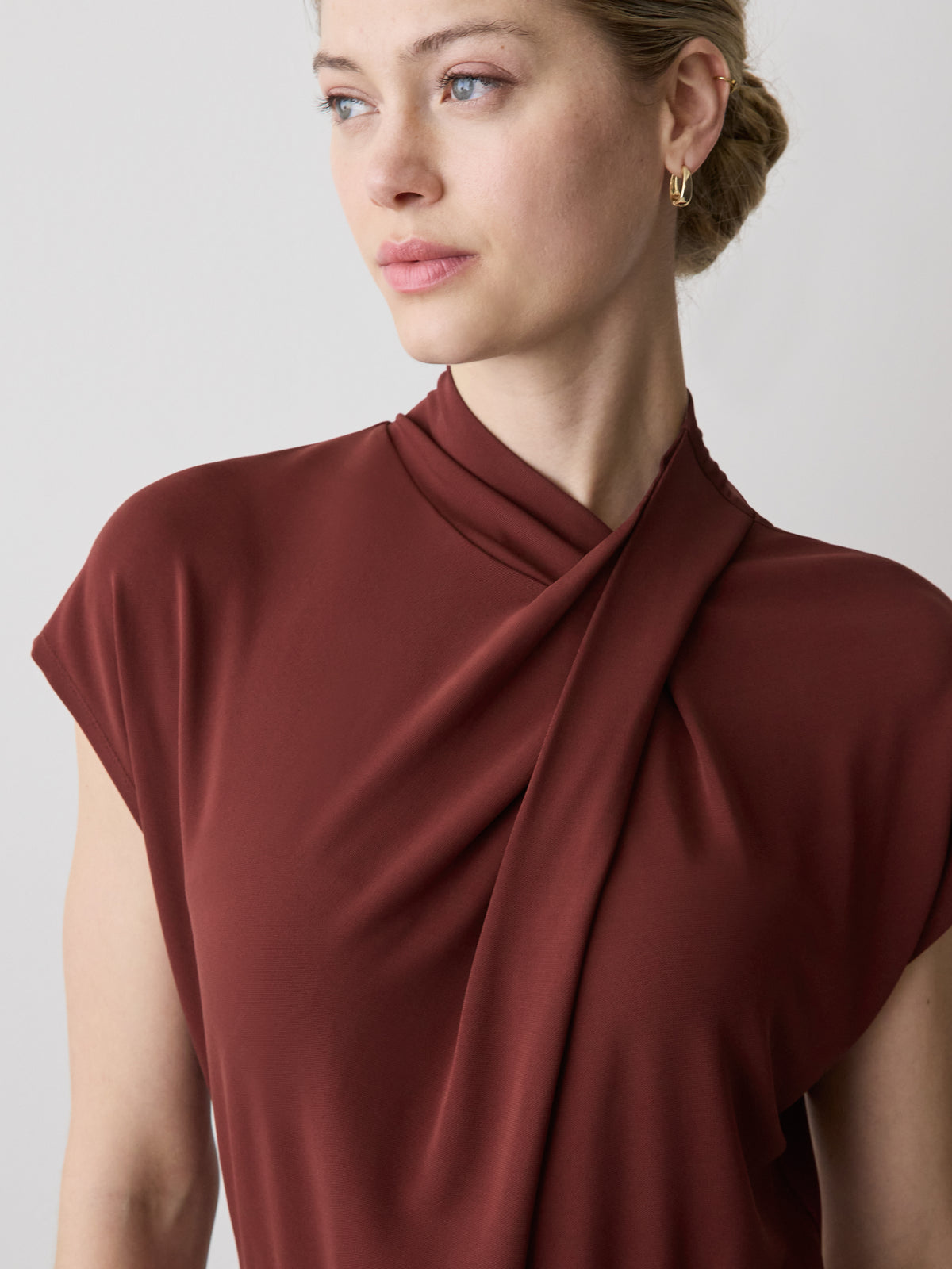 Knit Midi Dress With Belted Neck