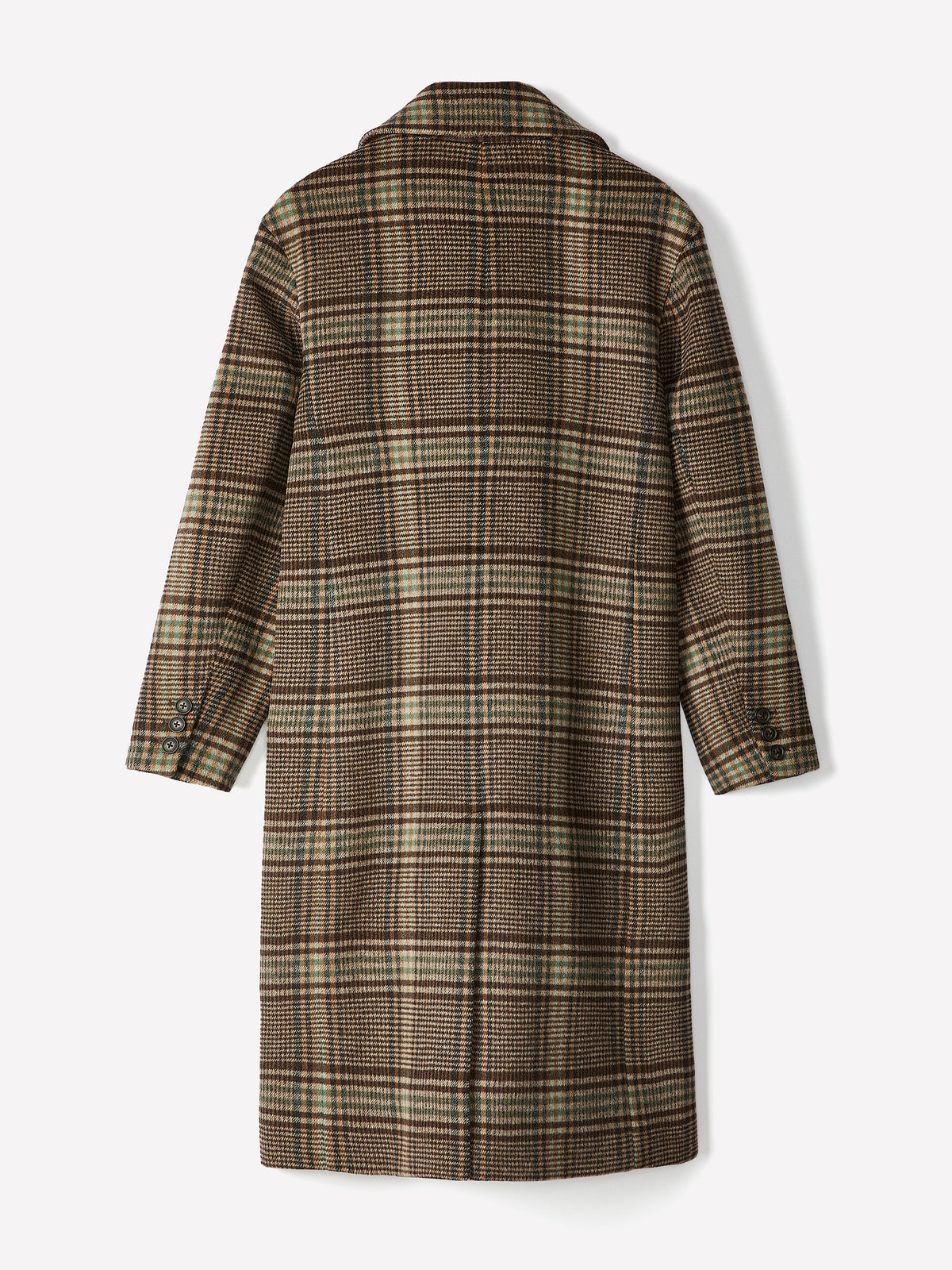 Woven Wool Blend Double-Breasted Long Coat