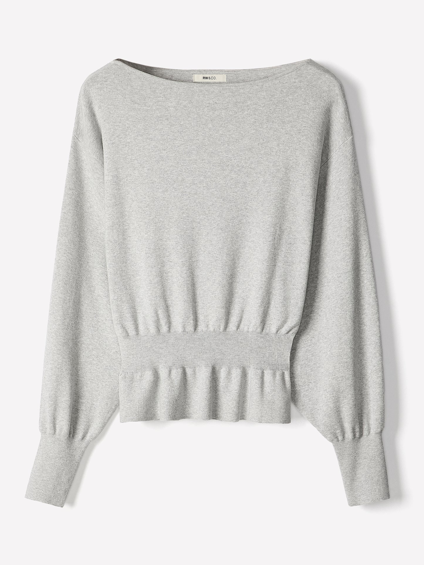 Ladies Knit Sweater Cinched Waist Boat Neck Cotton Blend