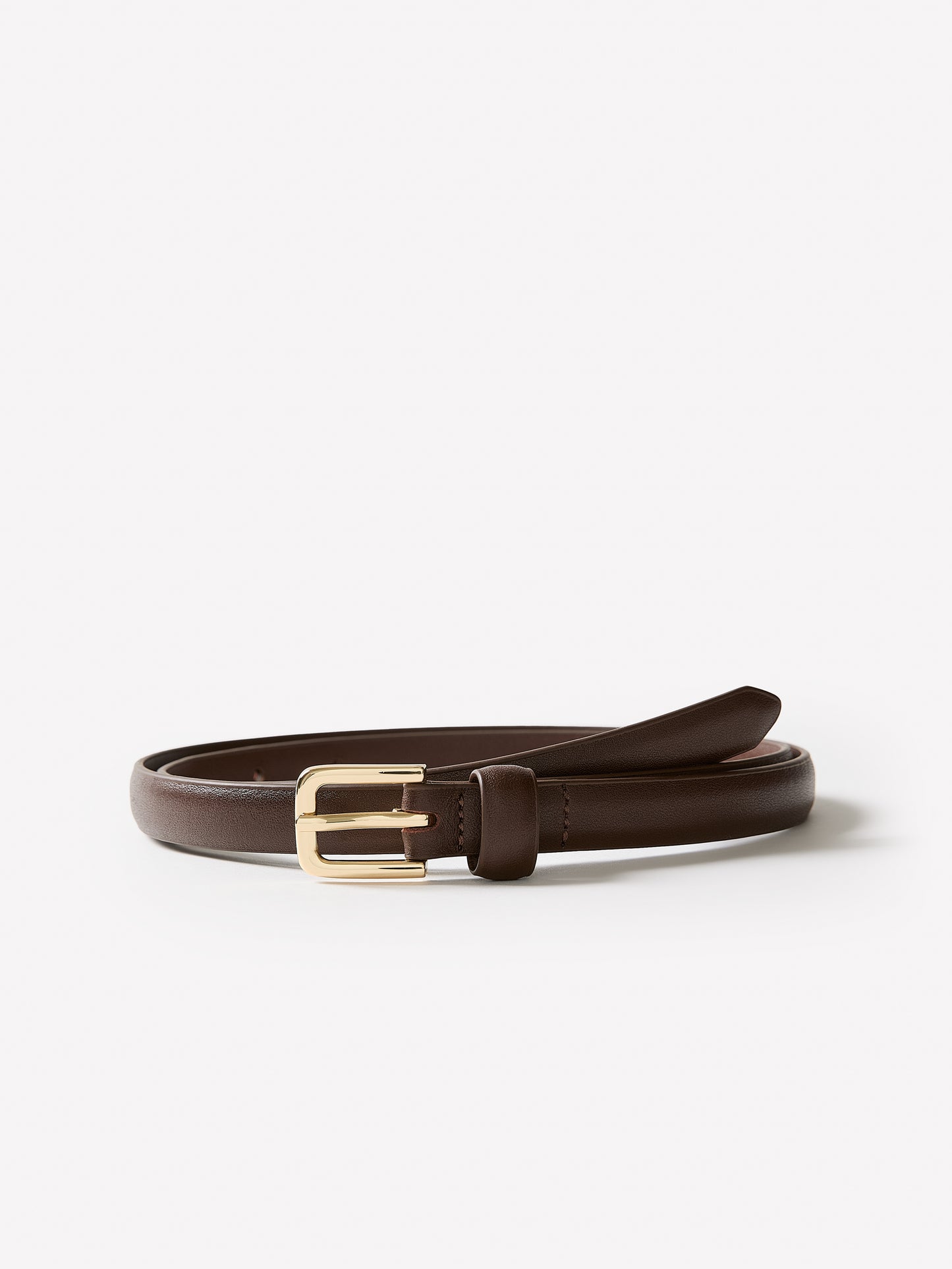 Slim Leather Belt with Square Buckle