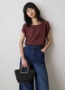 Woven Paper and PU Cutout Handle Handbag