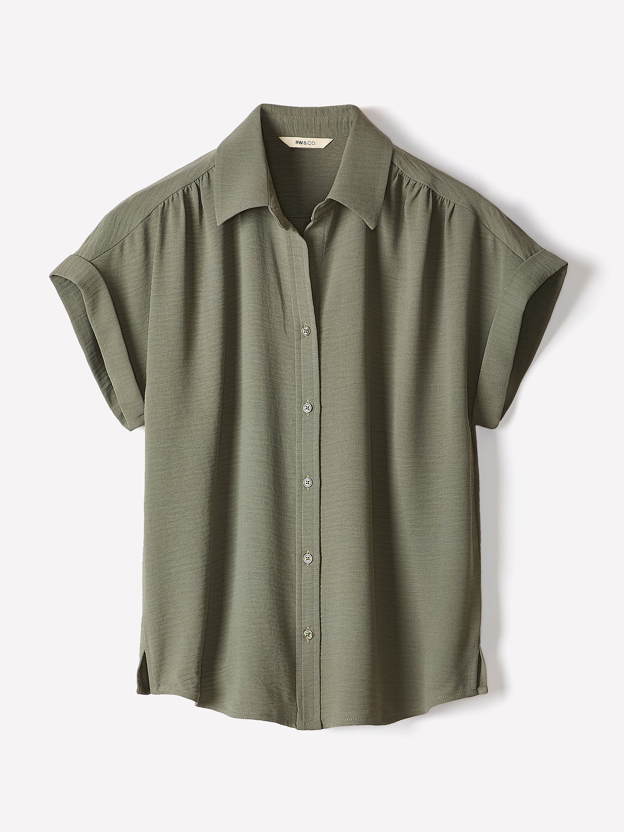 Short-Sleeve Buttoned-Down Blouse