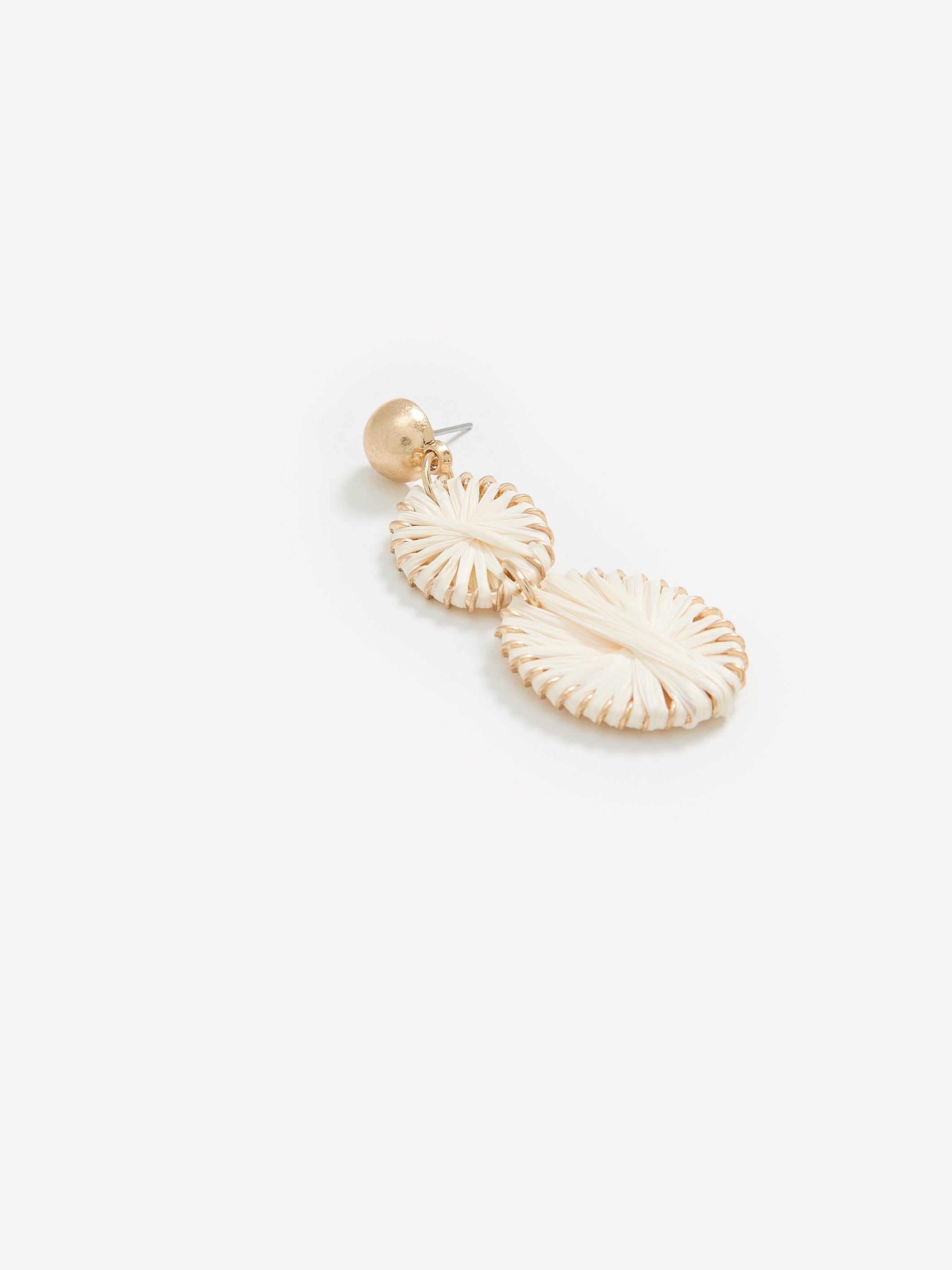 Pendant Earrings Metal Imitation Raffia Detail