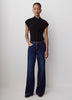 Extended-Sleeve Top with Crossover Draped Mock Neckline