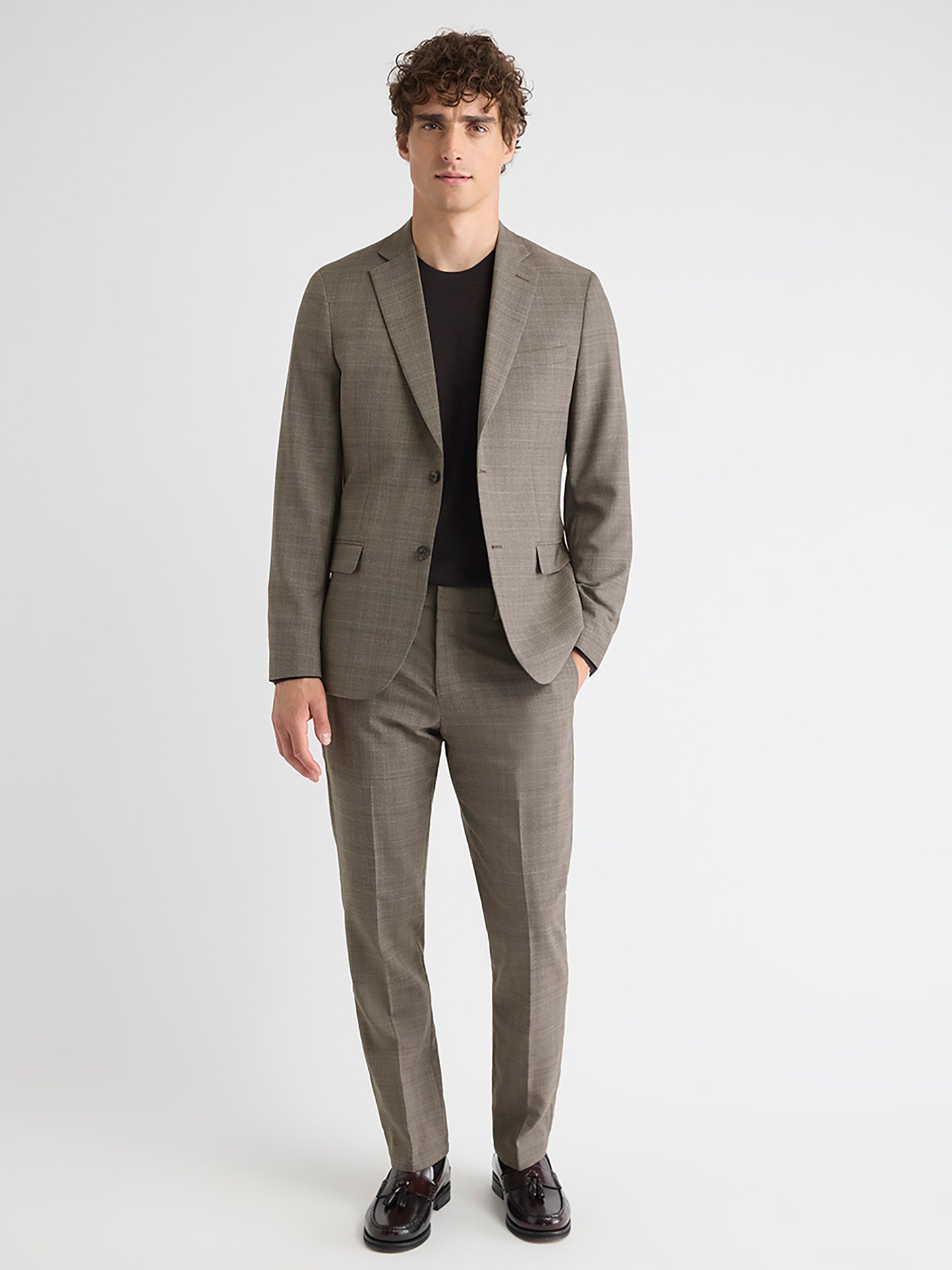 Slim-Fit Wool Plaid Suit Pant