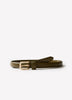 Slim Leather Belt with Square Buckle