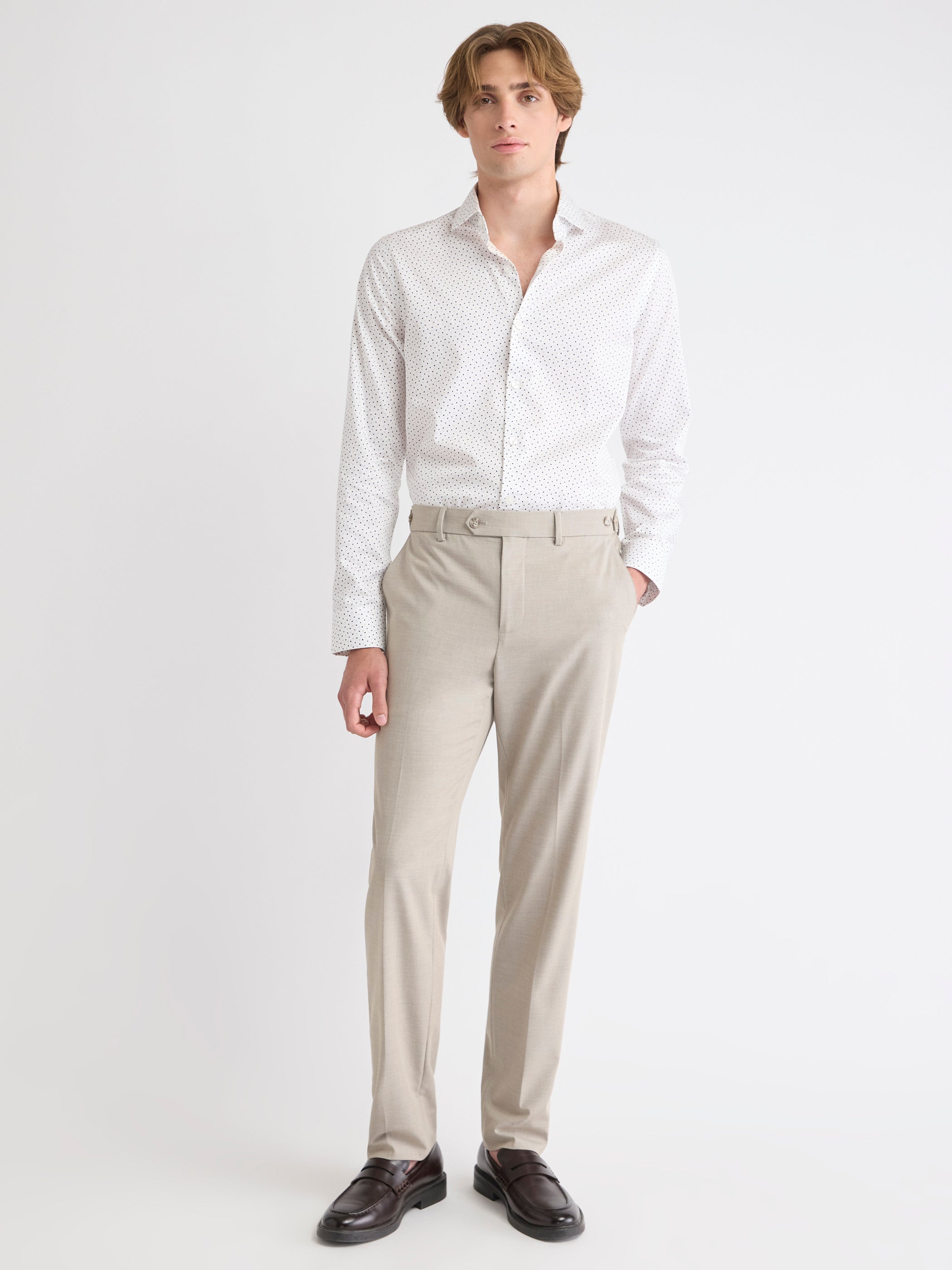 Slim-Fit Dress Shirt with Two-Tone Micro Geo Print