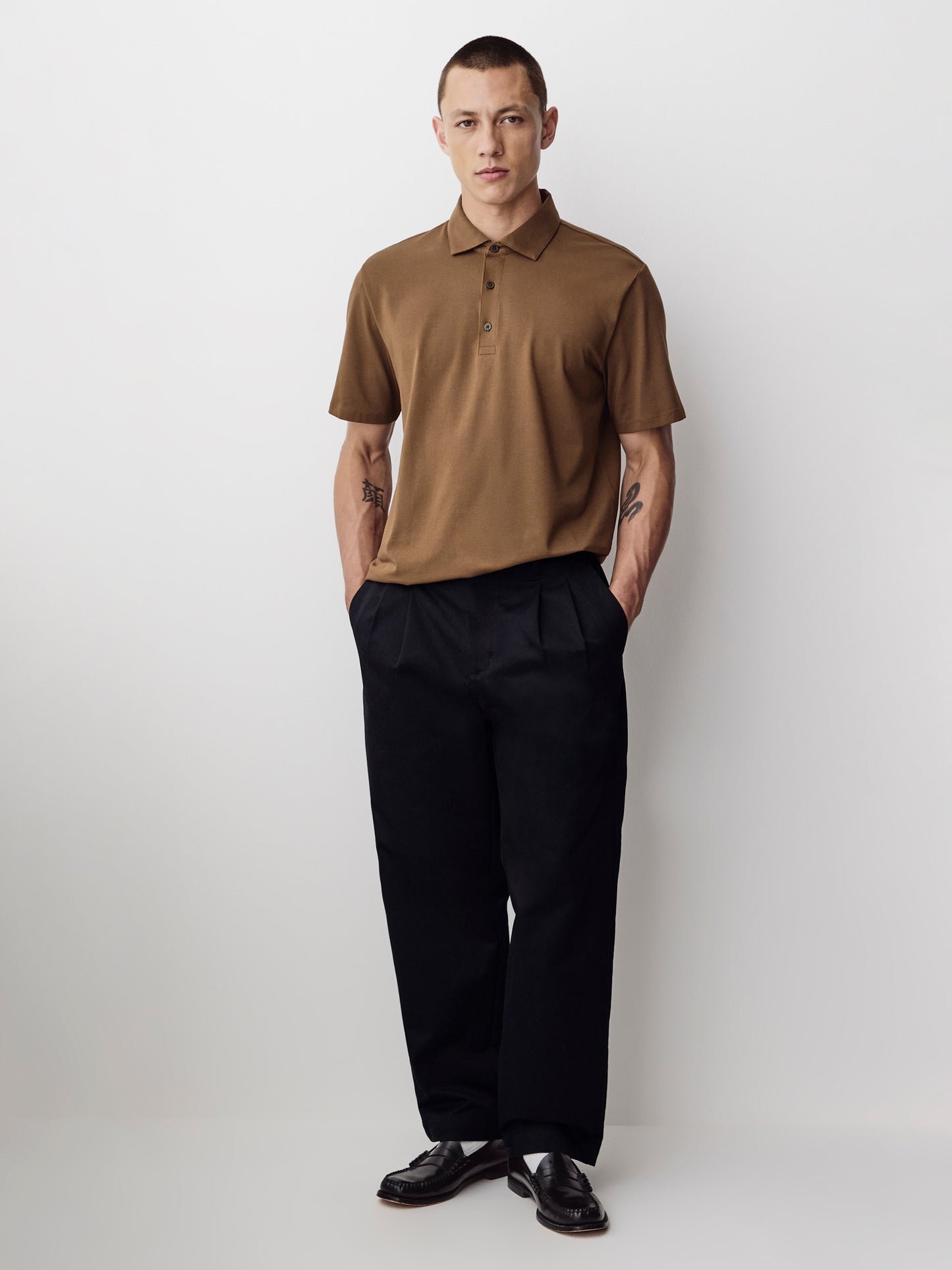 Men's Knit Tailored Collar Polo Shirt Supima Cotton