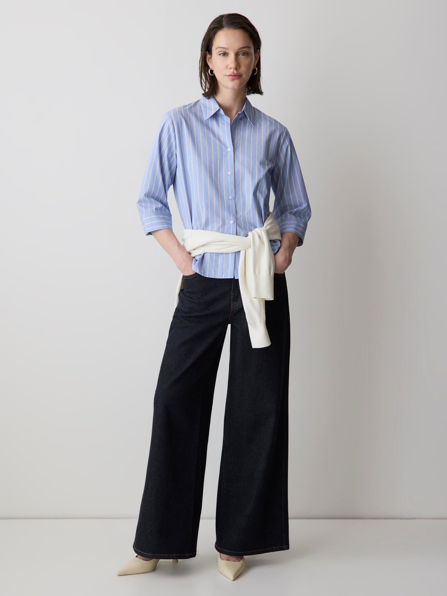 Blouse Boutonnée en Coton Rayé