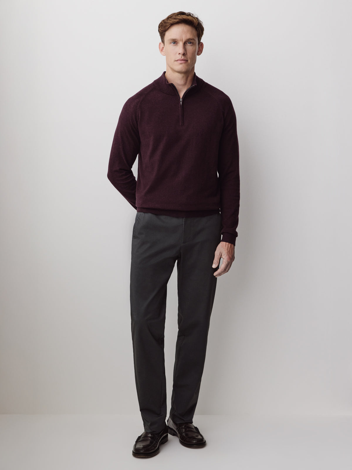 Long-Sleeve Half-Zip Mock-Neck Sweater