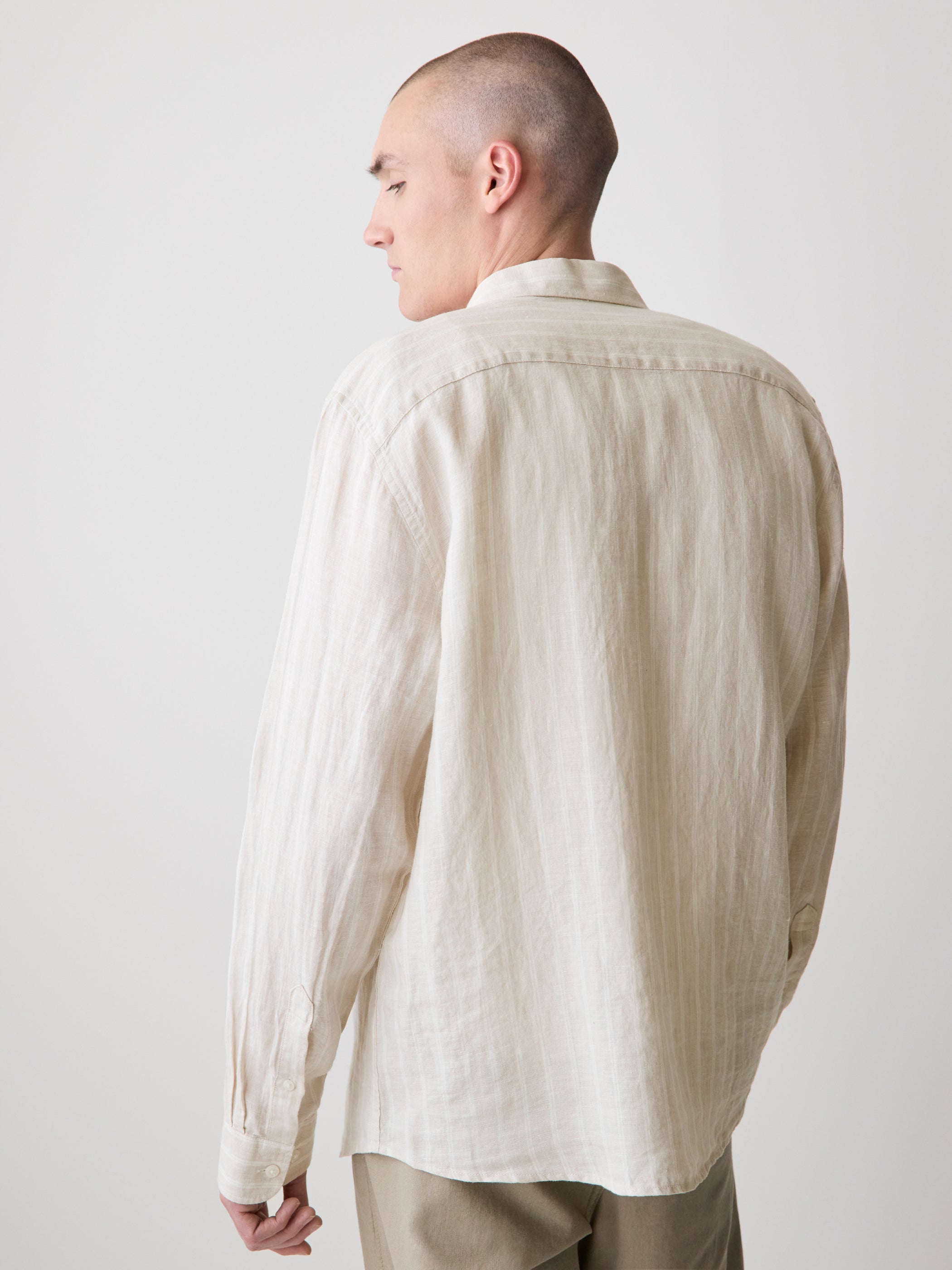 Striped Long-Sleeve Linen Shirt