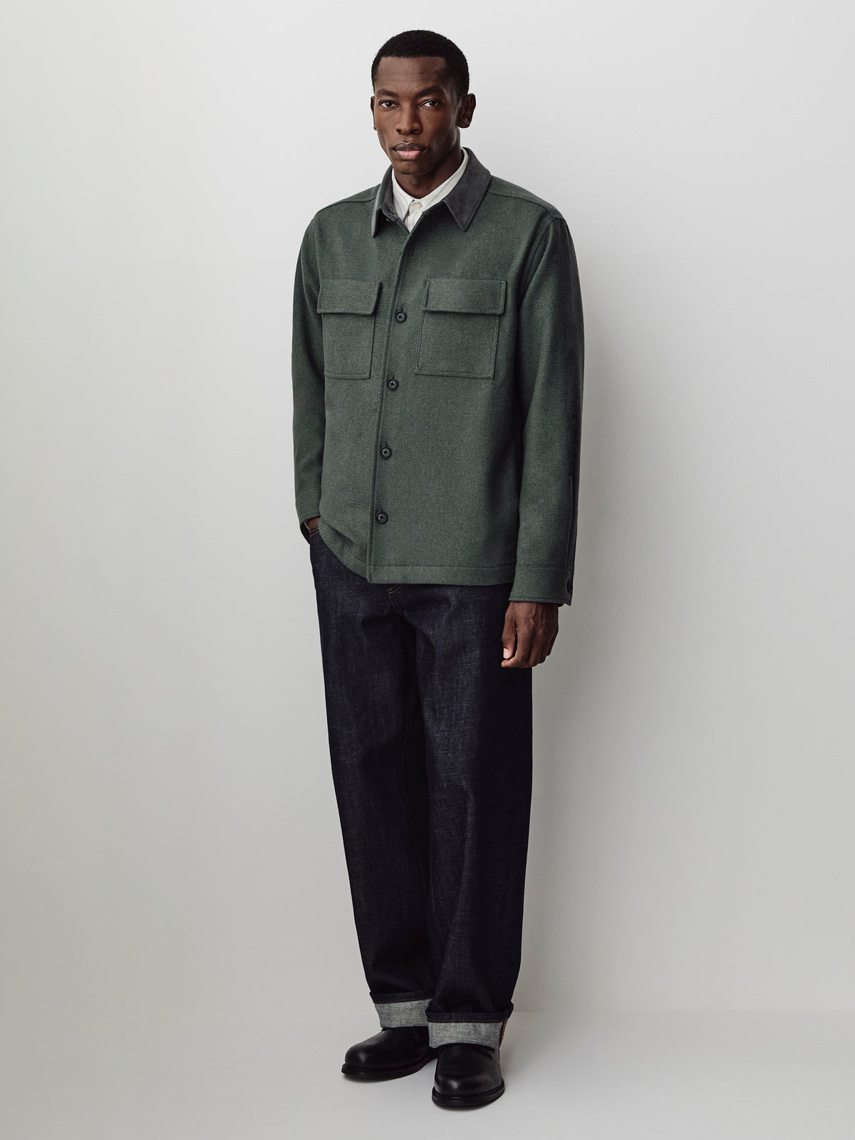 Overshirt Solid Wool Blend
