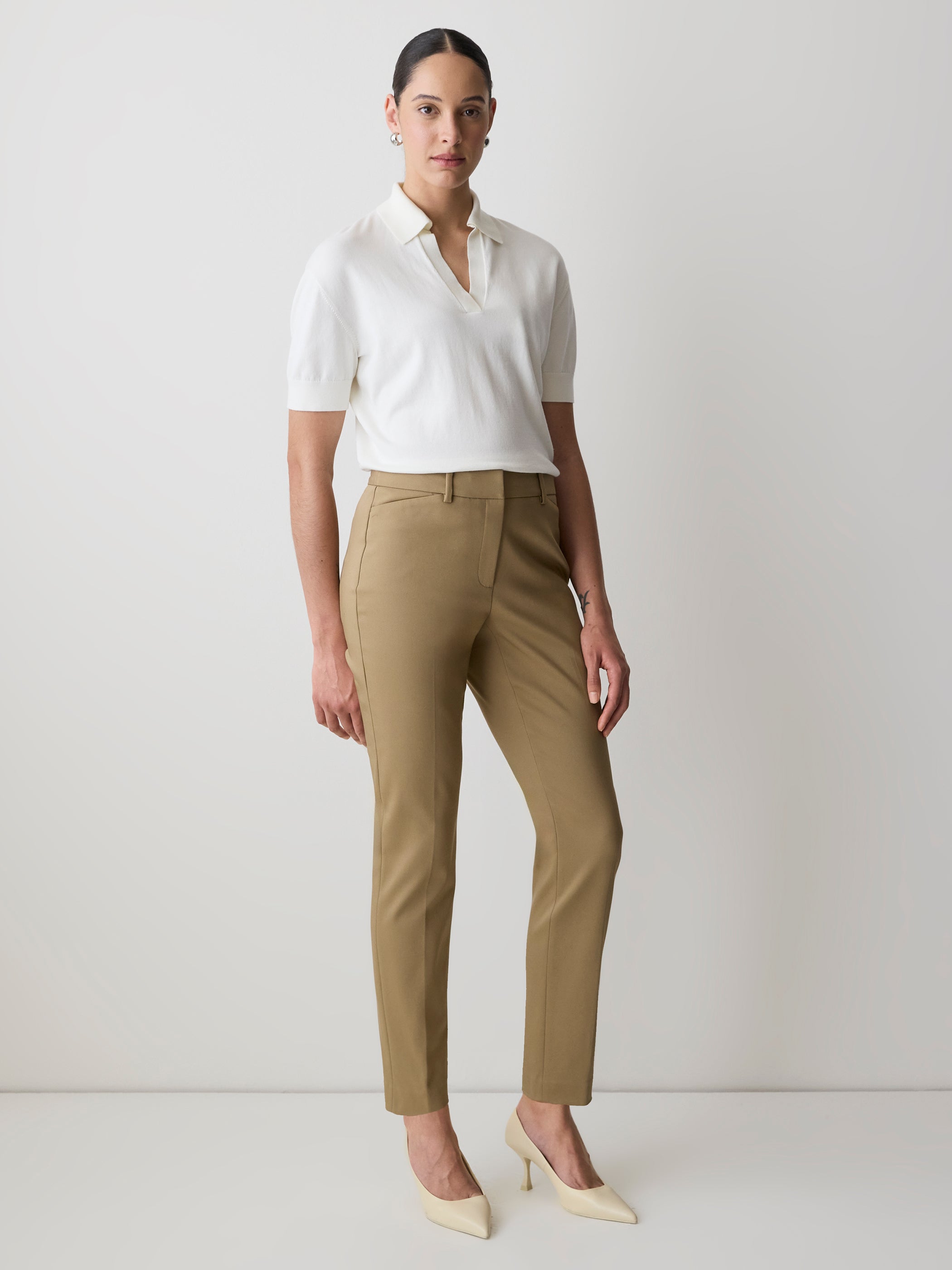 Pantalon Indispensable Coupe Courbes à Jambe Étroite et Taille Mi-Haute