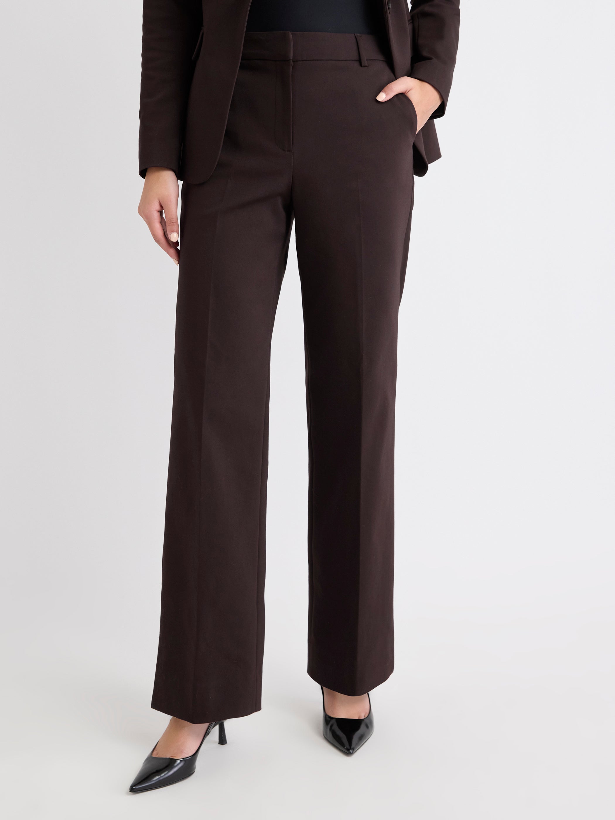 Pantalon Indispensable Signature à Jambe Large et Taille Haute