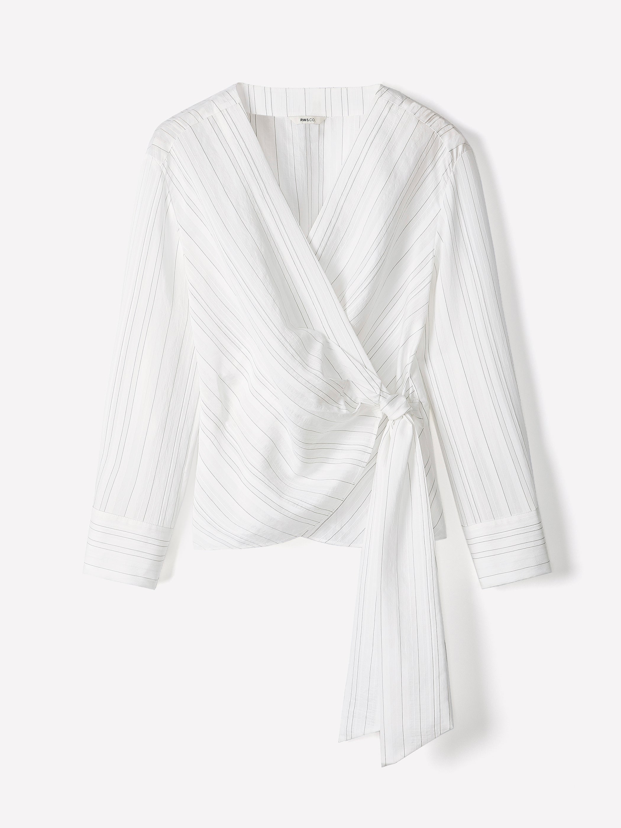 Woven Long Sleeve Wrap Blouse