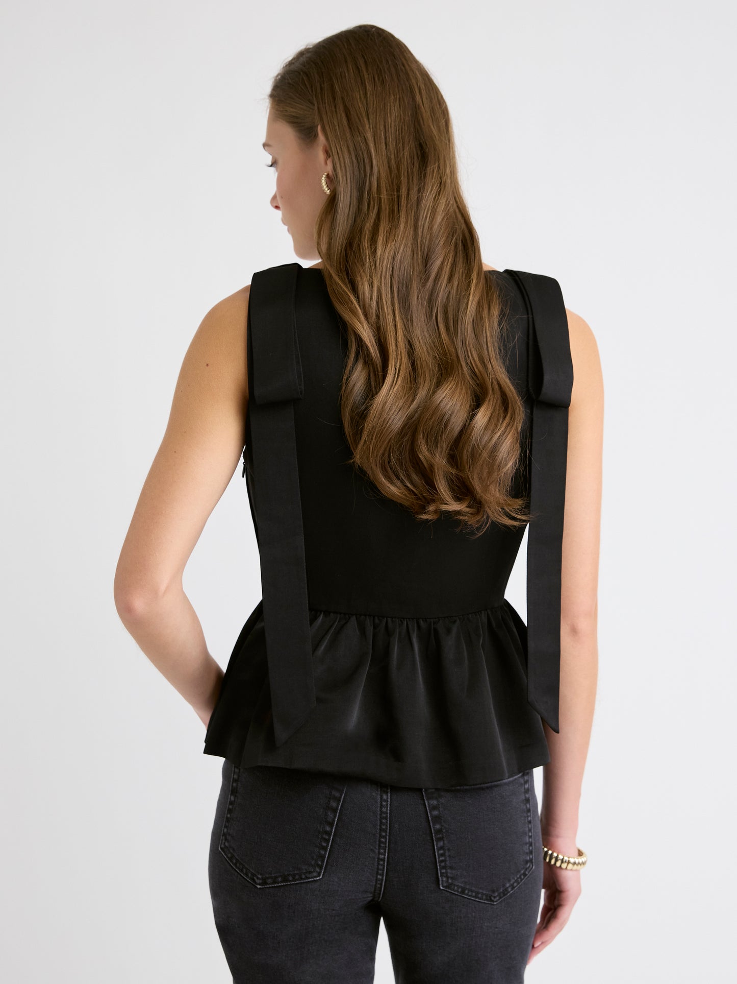 Blouse Péplum Sans Manches à Col en U