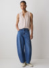Sleeveless Buttoned-Down Blouse with Ruffled Trim